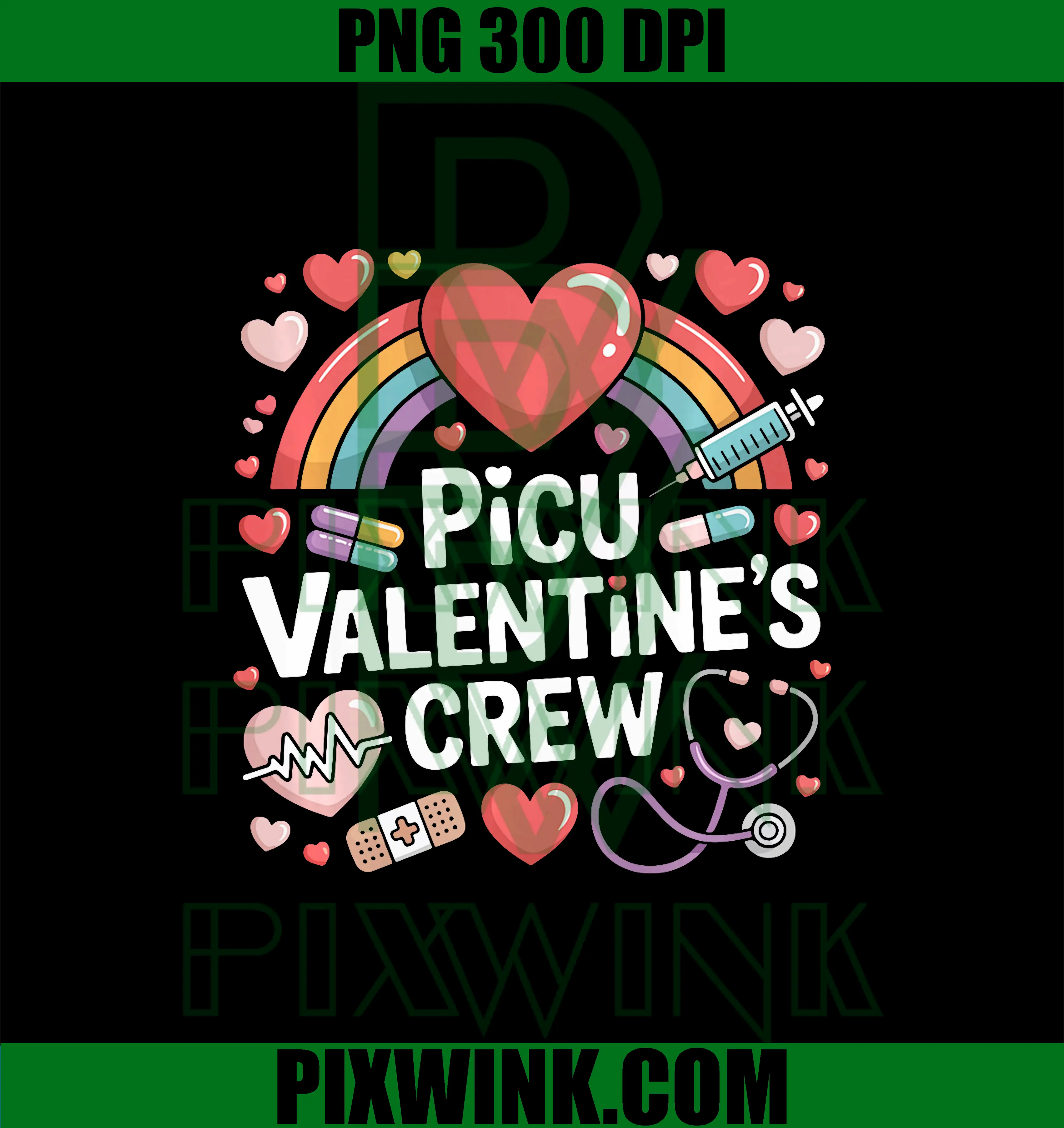 PICU Valentine's Crew PNG, Pediatric Medical PNG, Valentines Day Nurse PNG