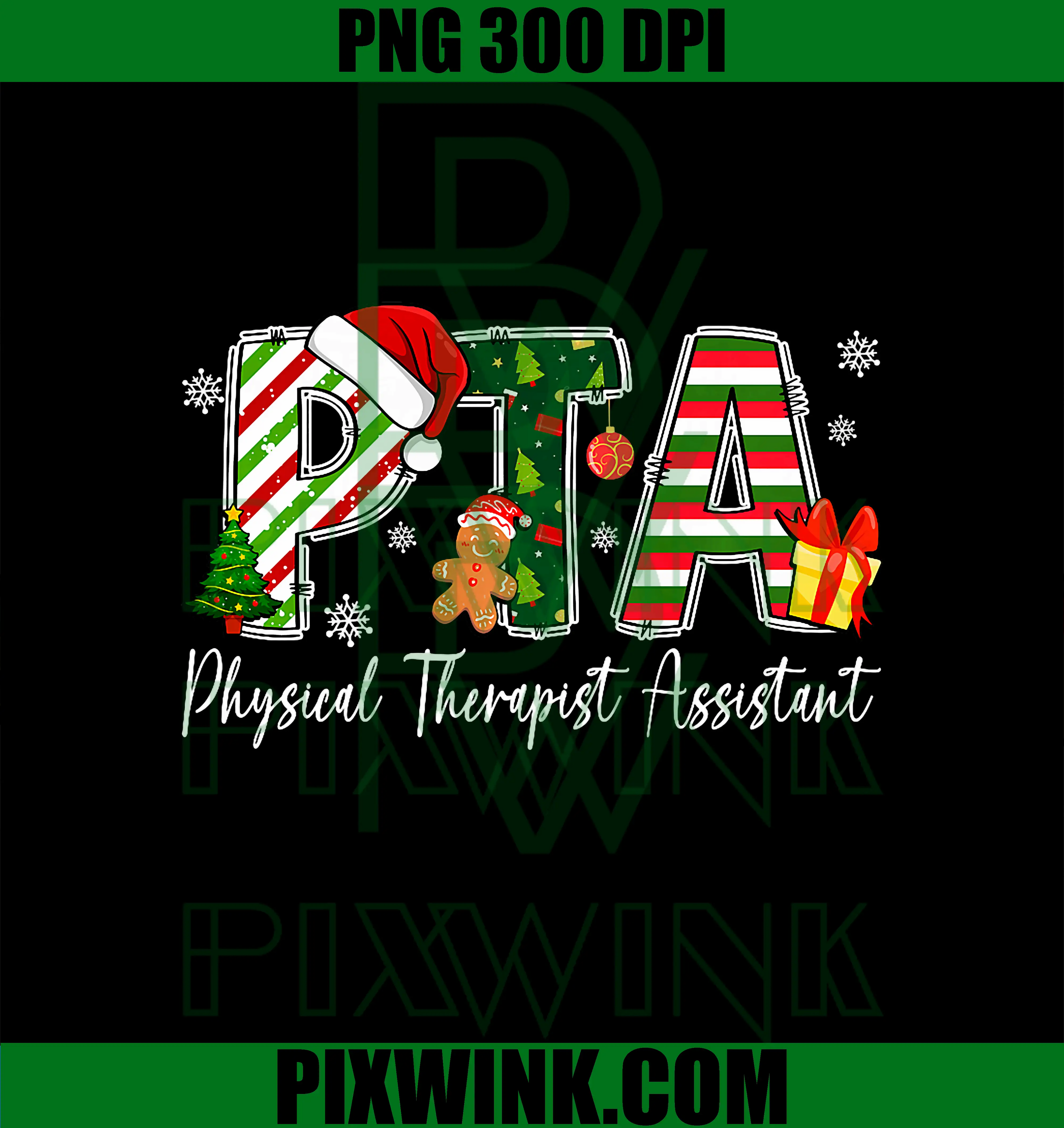 PTA Physical Therapist Assistant PNG, Retro Christmas Santa Hat PNG