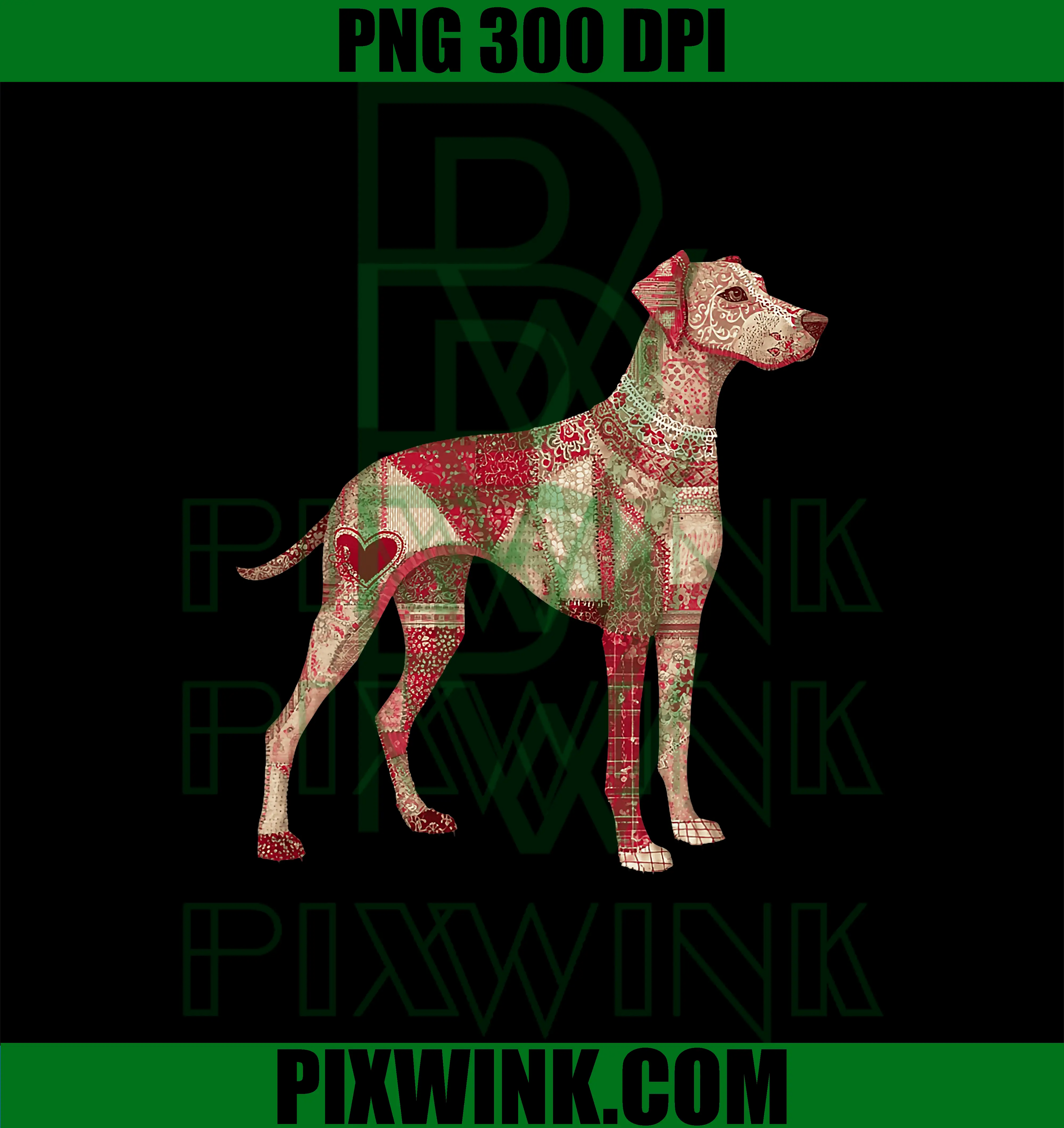 Patchwork Dog with Heart PNG, Valentine Style PNG