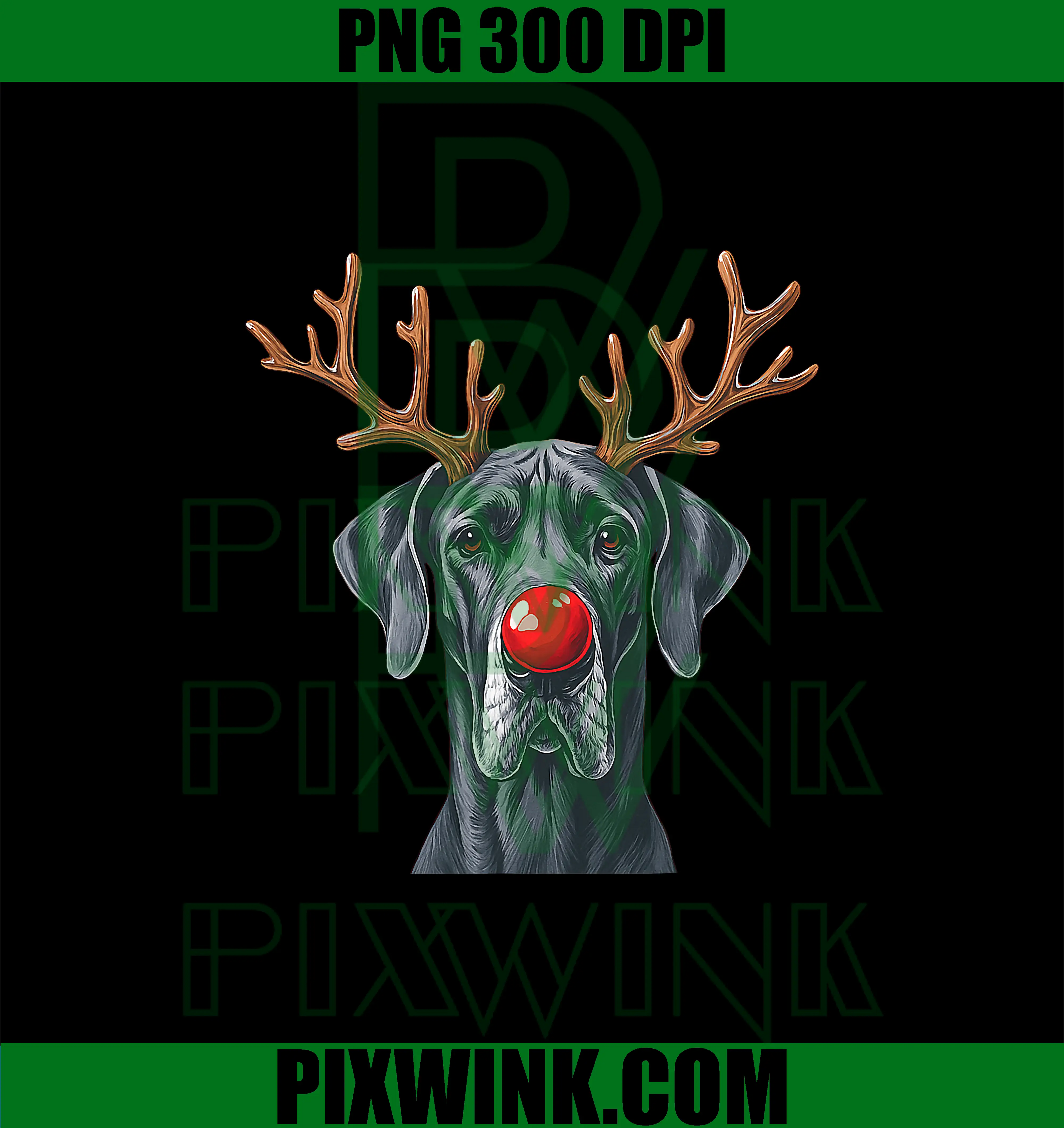 Reindeer Great Dane PNG, Christmas Great Dane Dog PNG
