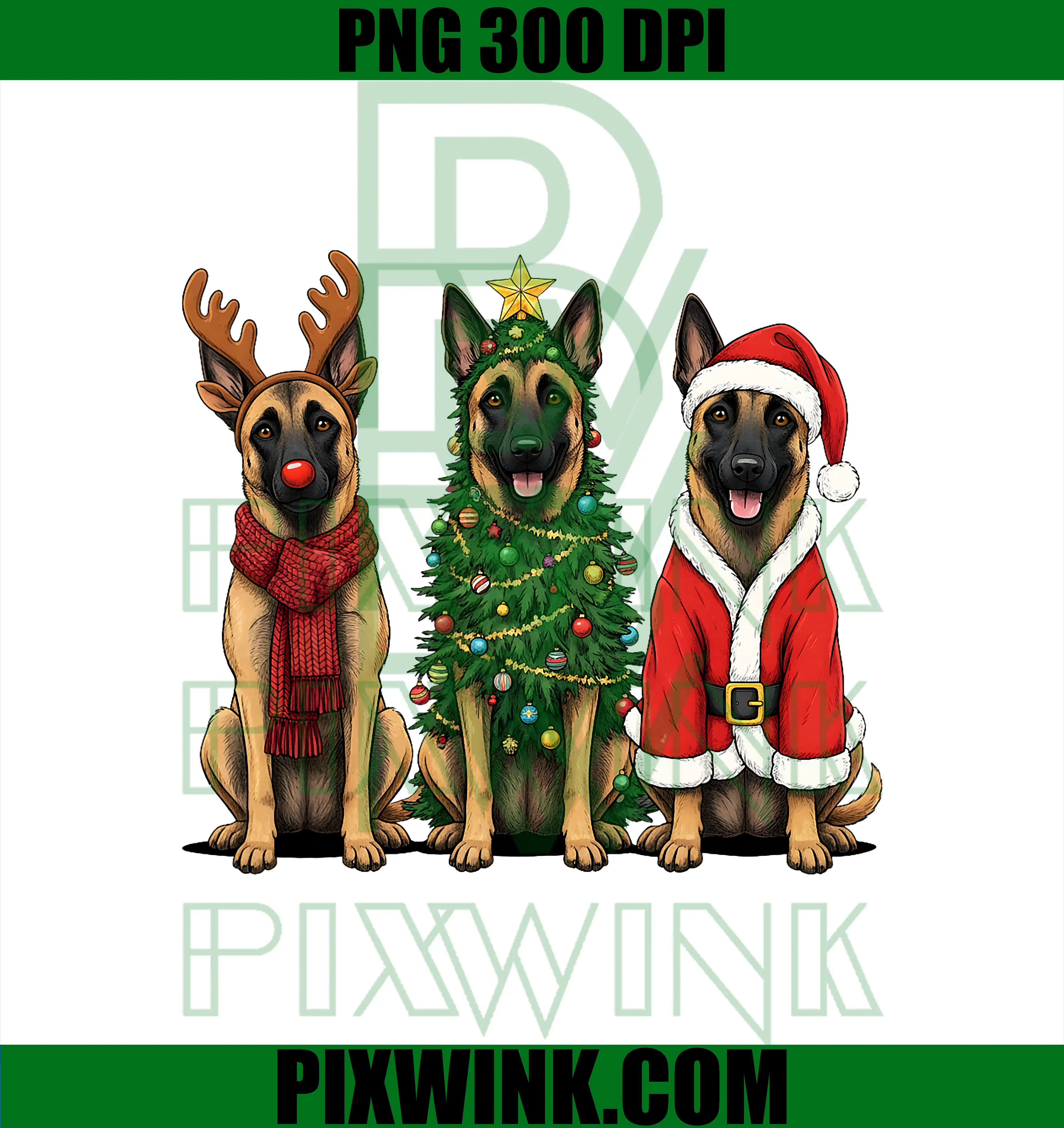 Retro Christmas Belgian Malinois PNG, Santa Reindeer Dog Lover PNG