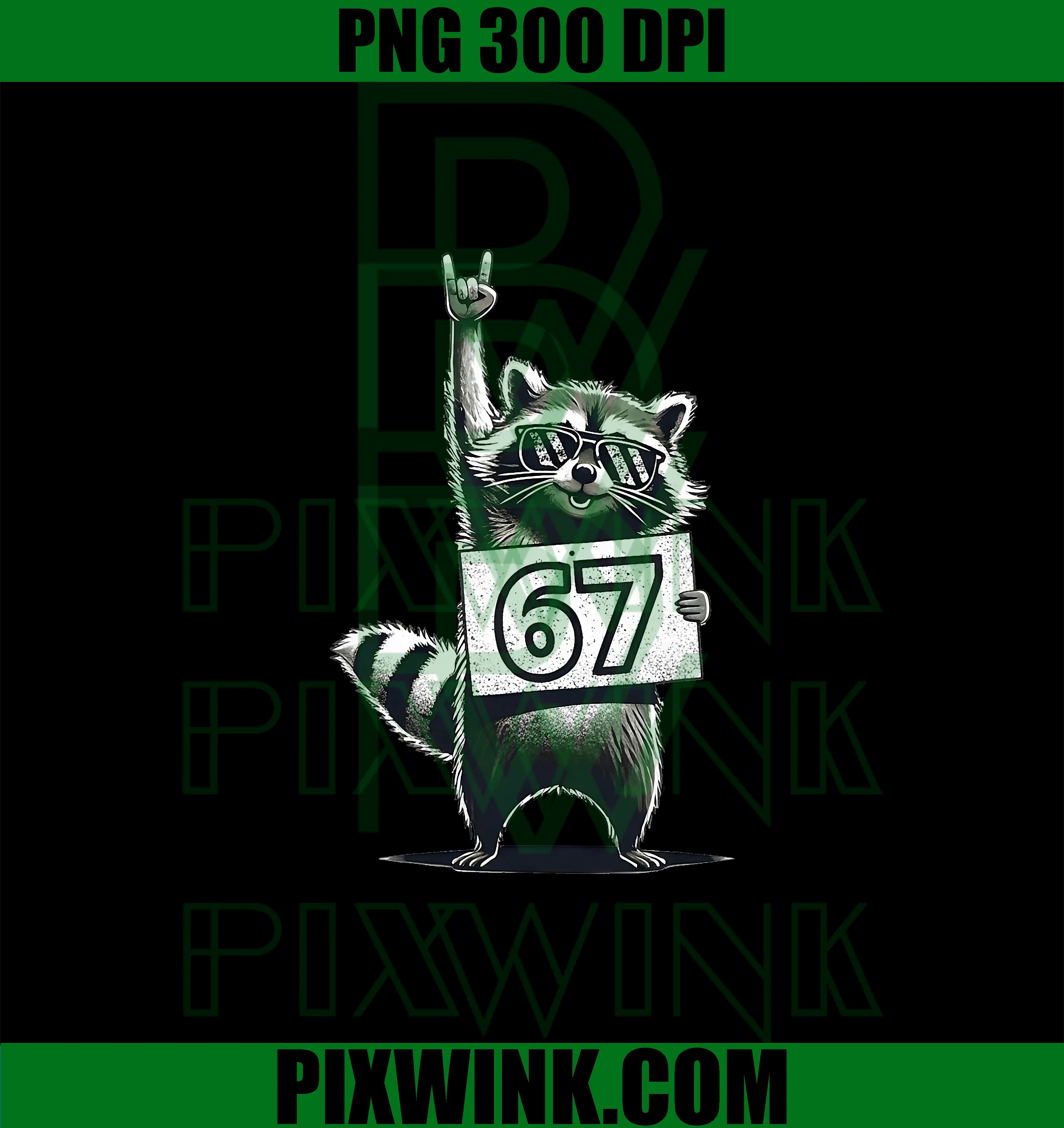 Retro Raccoon 67 PNG, Rock Music Funny PNG