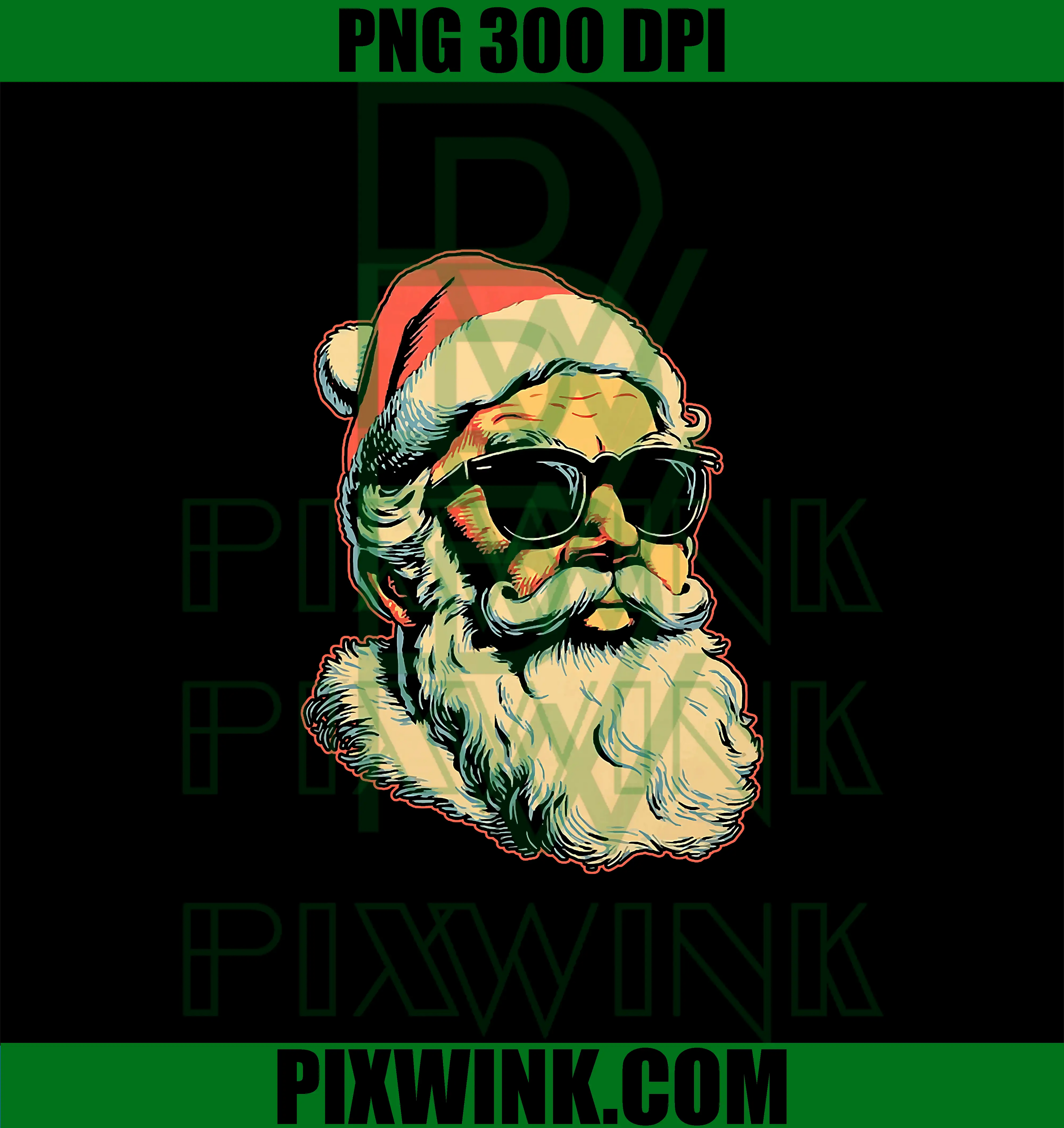 Retro Santa Claus with Sunglasses PNG, Christmas Aesthetic Urban PNG