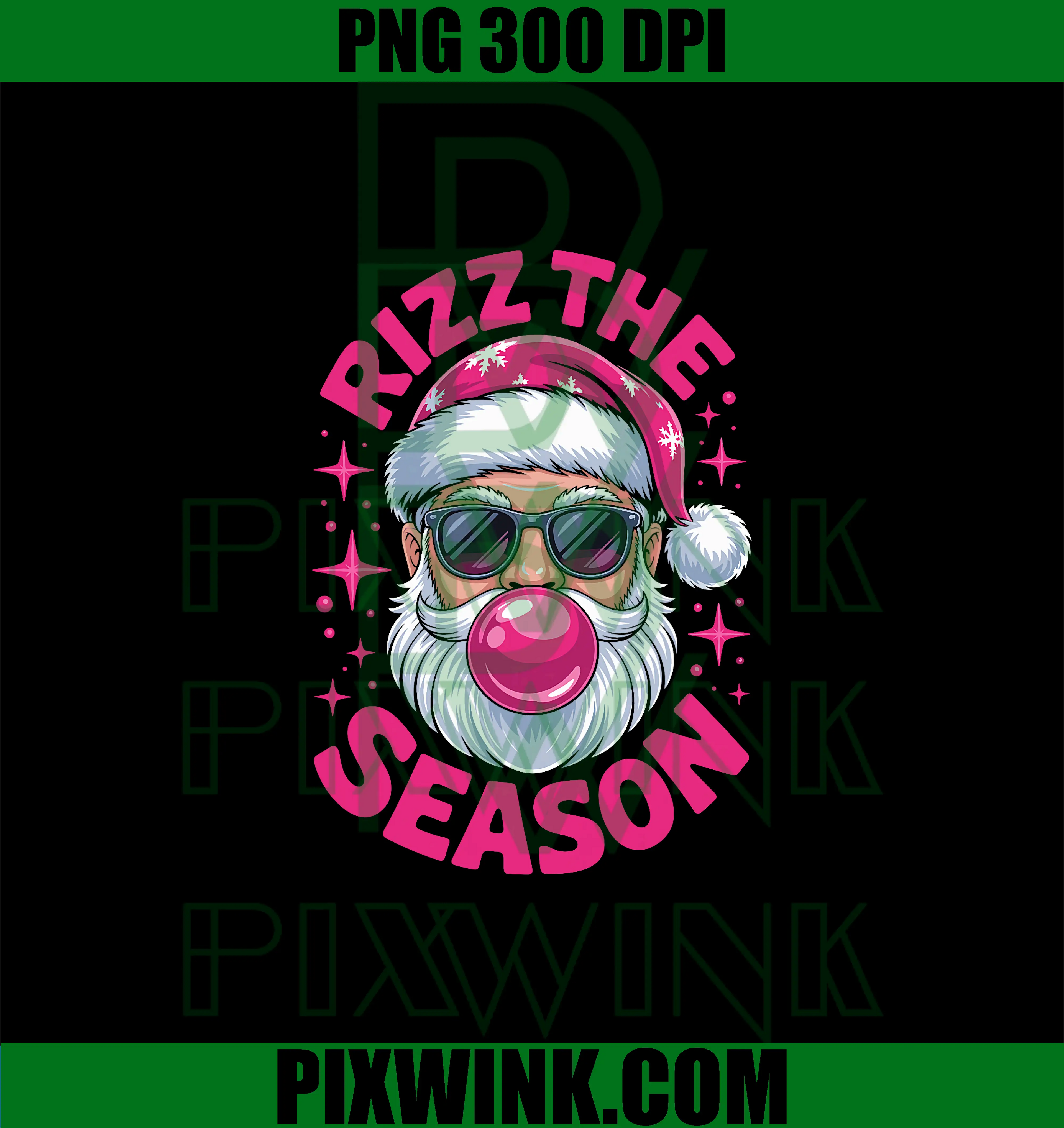 Rizz The Season PNG, Santa Bubble Gum PNG, Holiday Confident Vibes Fun PNG