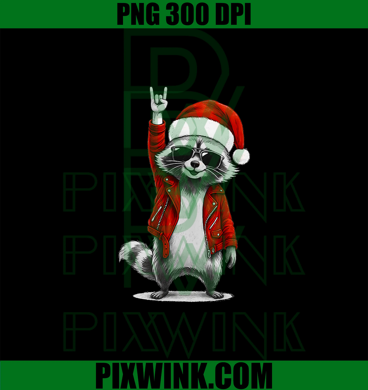 Rock Raccoon Santa PNG, Funny Ugly Christmas PNG
