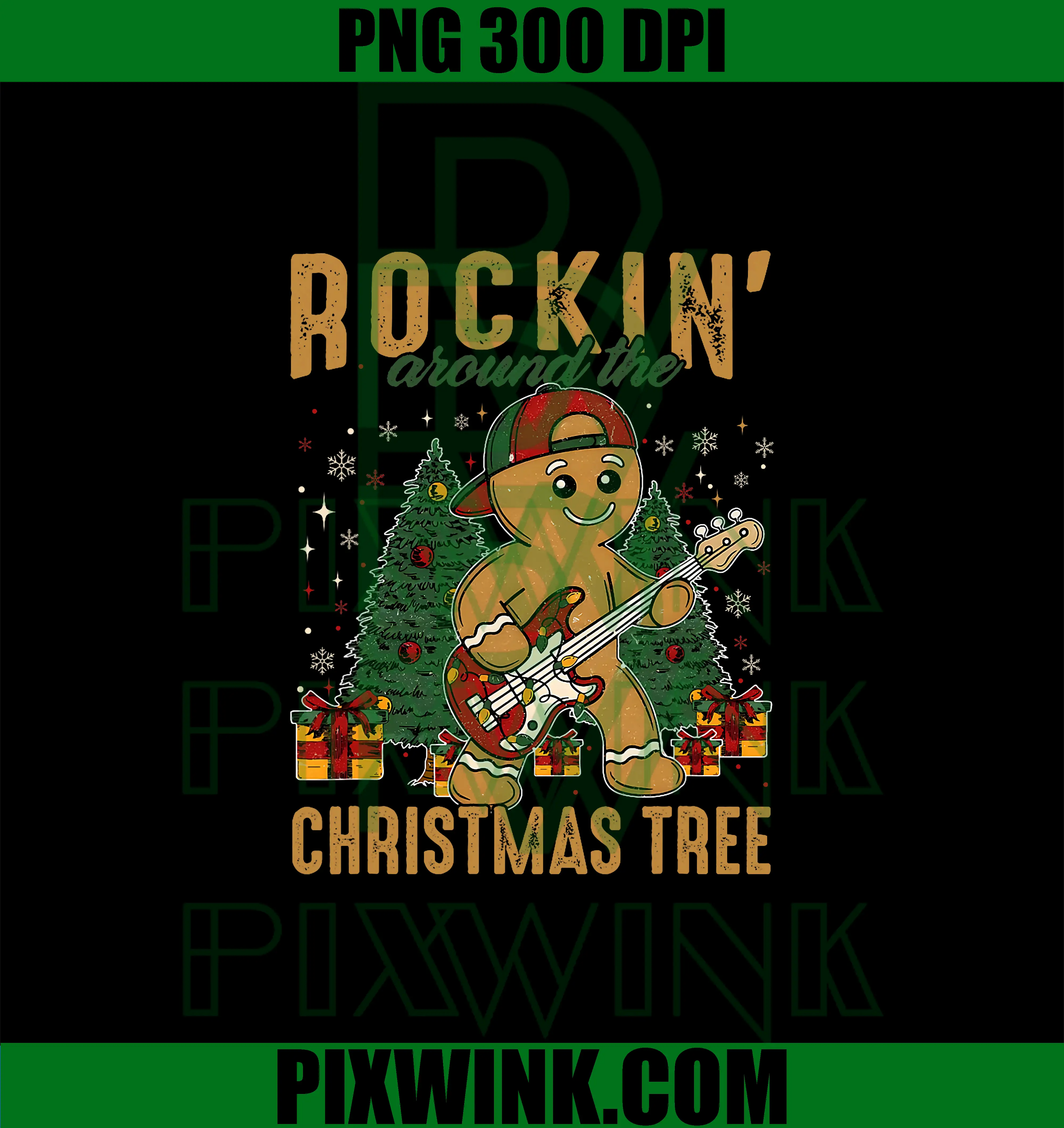 Rockin Around The Christmas Tree PNG, Gingerbread Christmas PNG