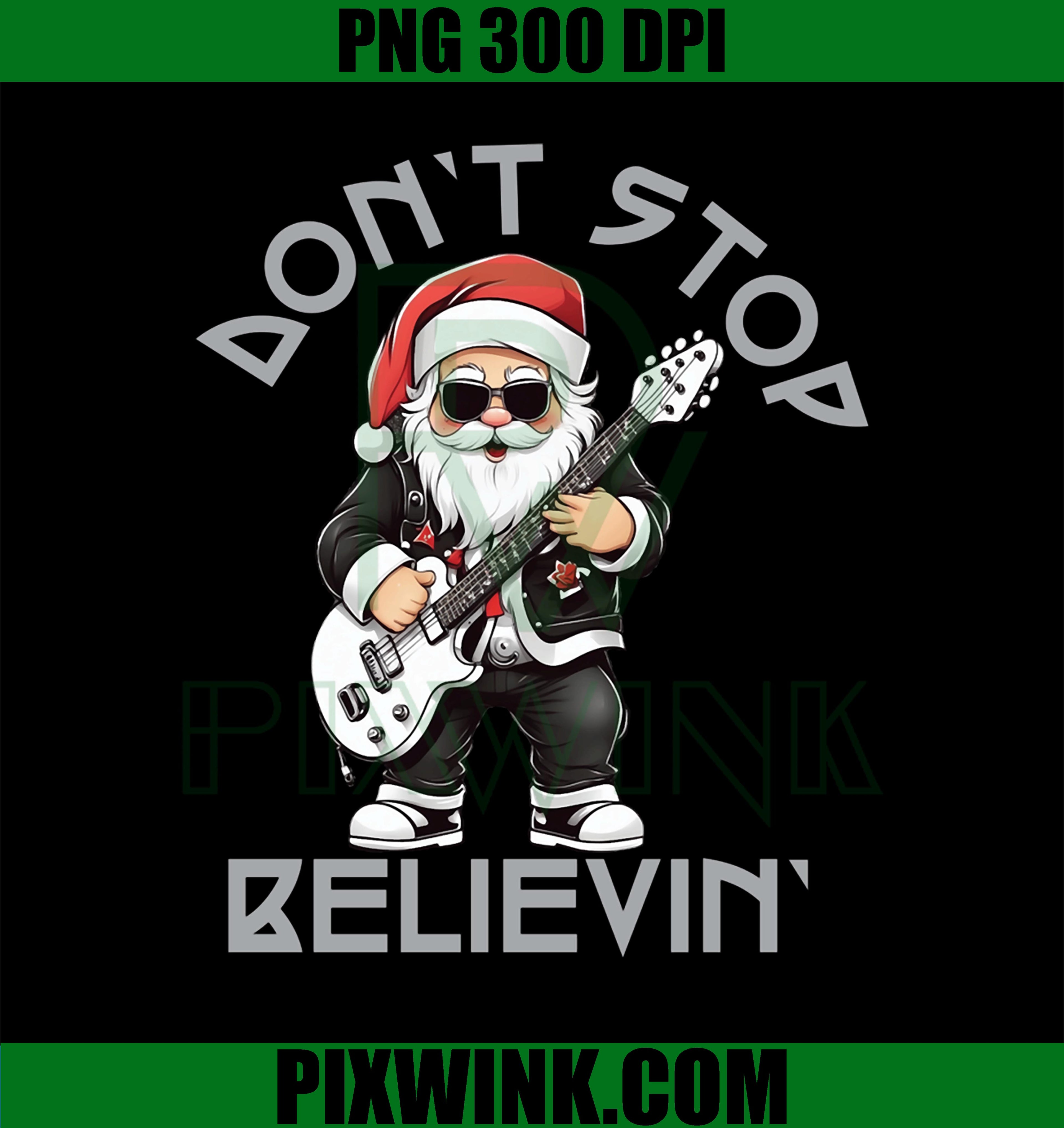 Rock n Roll Santa Christmas Cheer Guitar Santa PNG