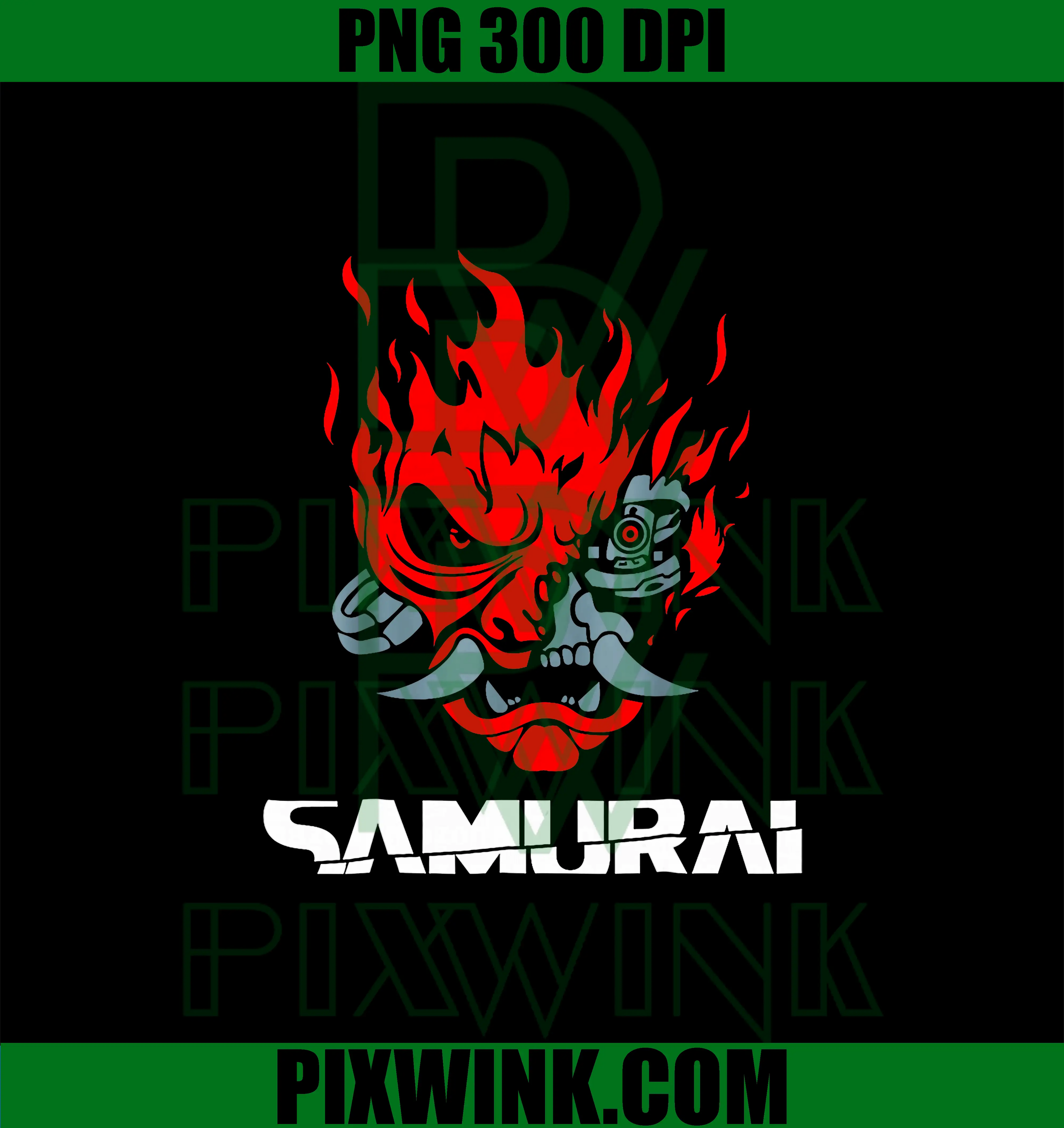Samurai Japanese PNG, Demon Mask Edge Cyber PNG, Runners Punk PNG