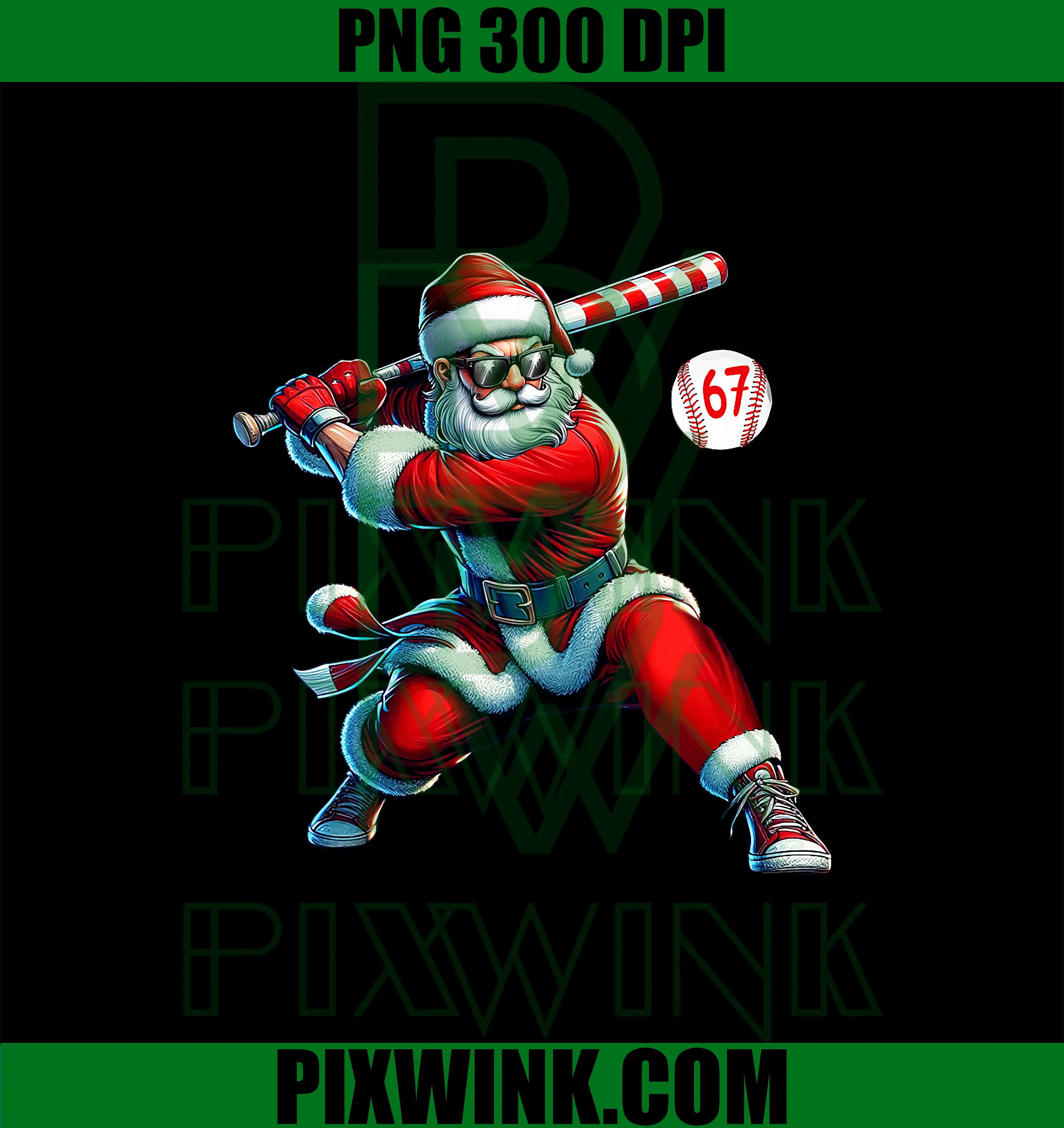 Santa Baseball Six Seven PNG, 6 7 Meme Christmas Player PNG