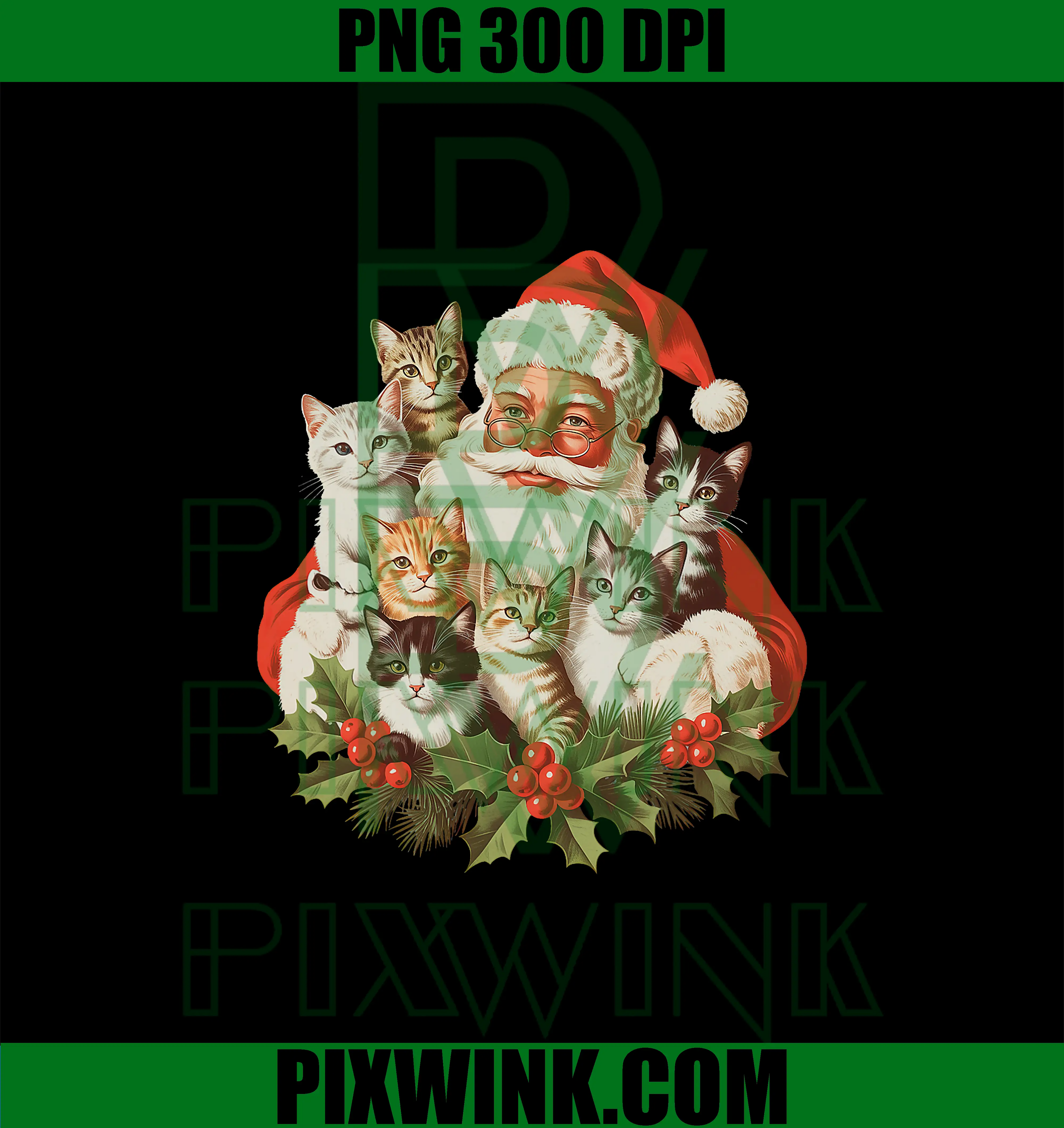 Santa Claus And Kittens PNG, Cats Christmas PNG
