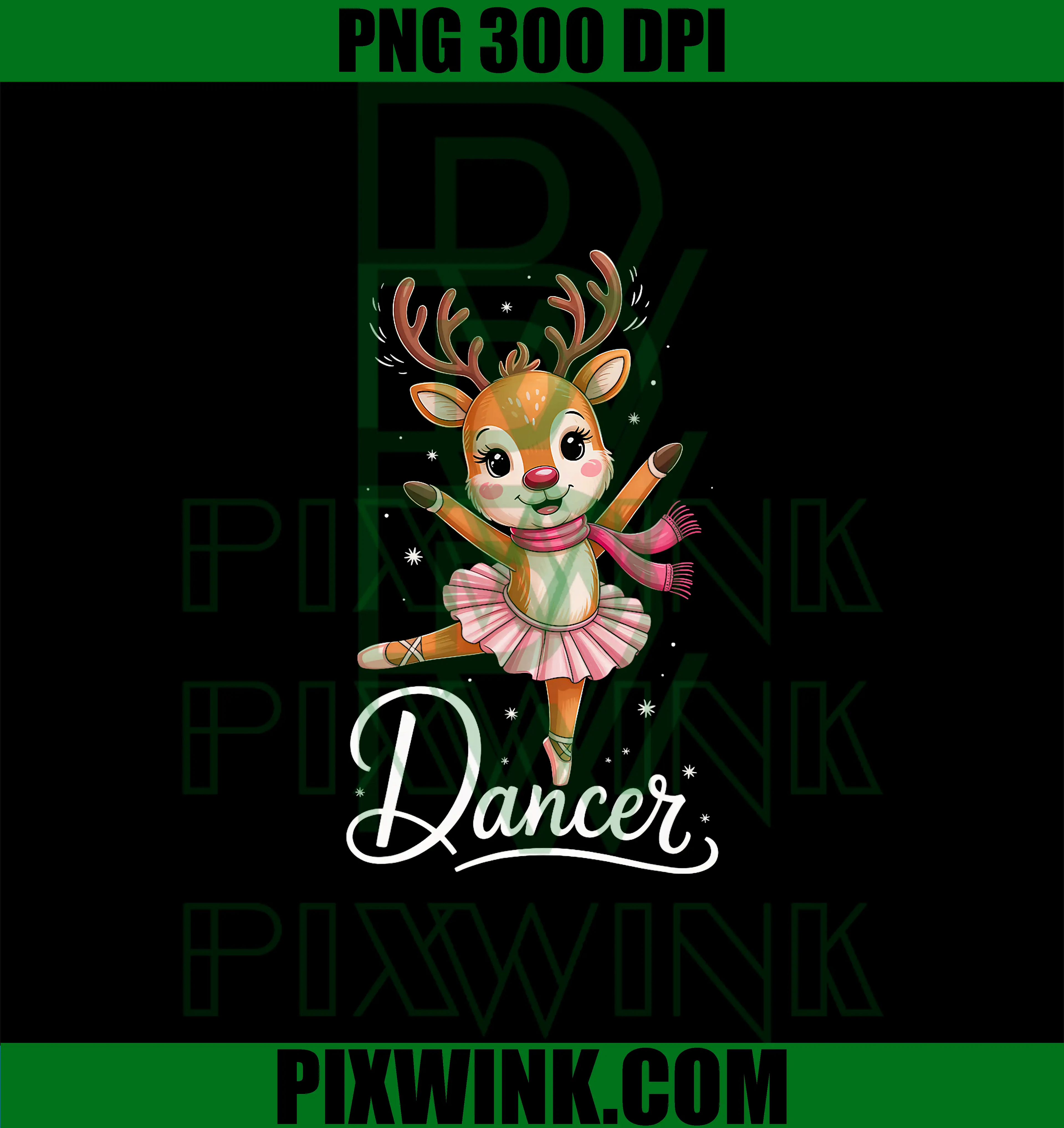 Santa Reindeer Ballet PNG, Dancer Cute Christmas PNG