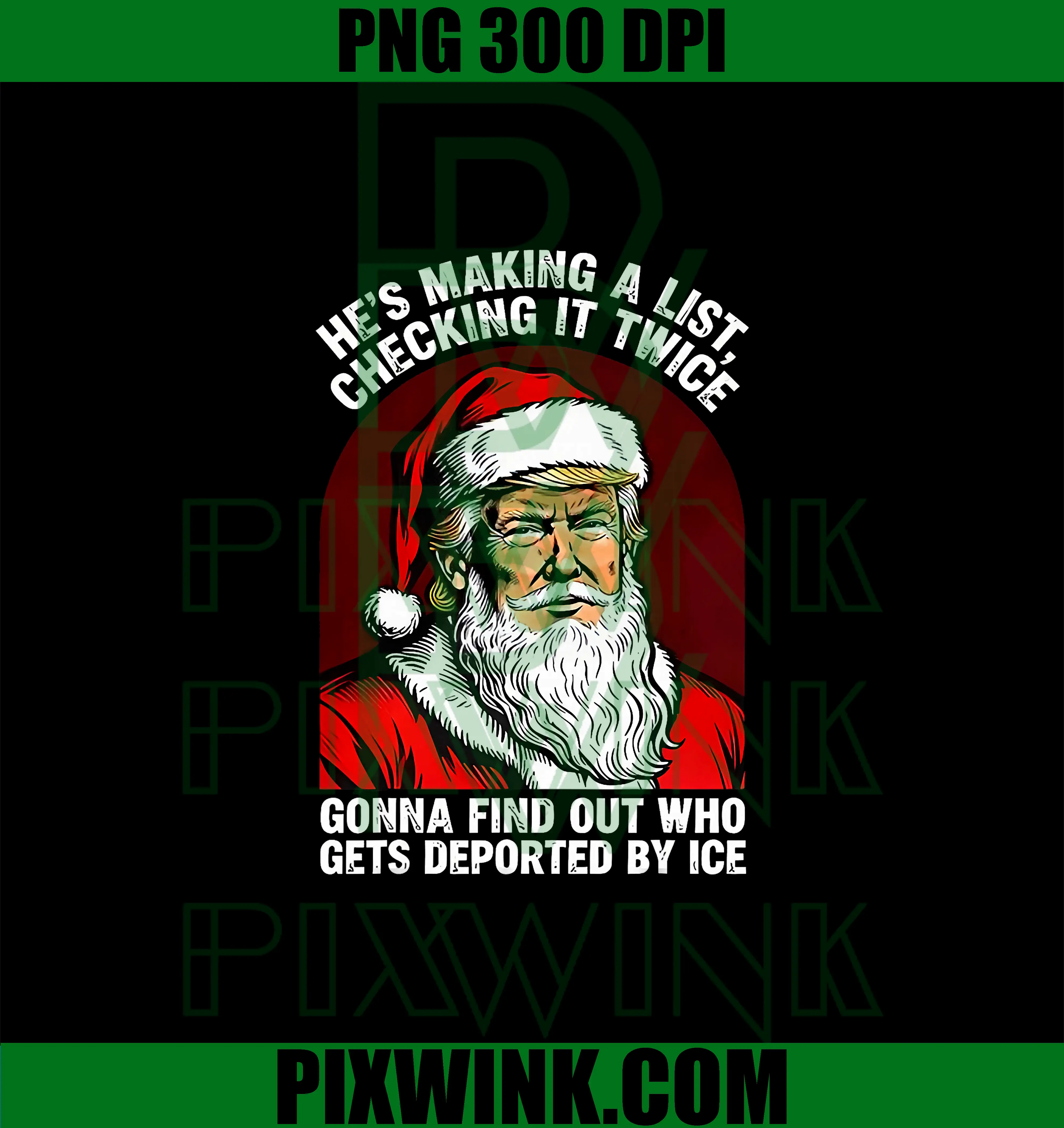 He's Making A List Checking it Twice PNG, Christmas Santa Trump PNG