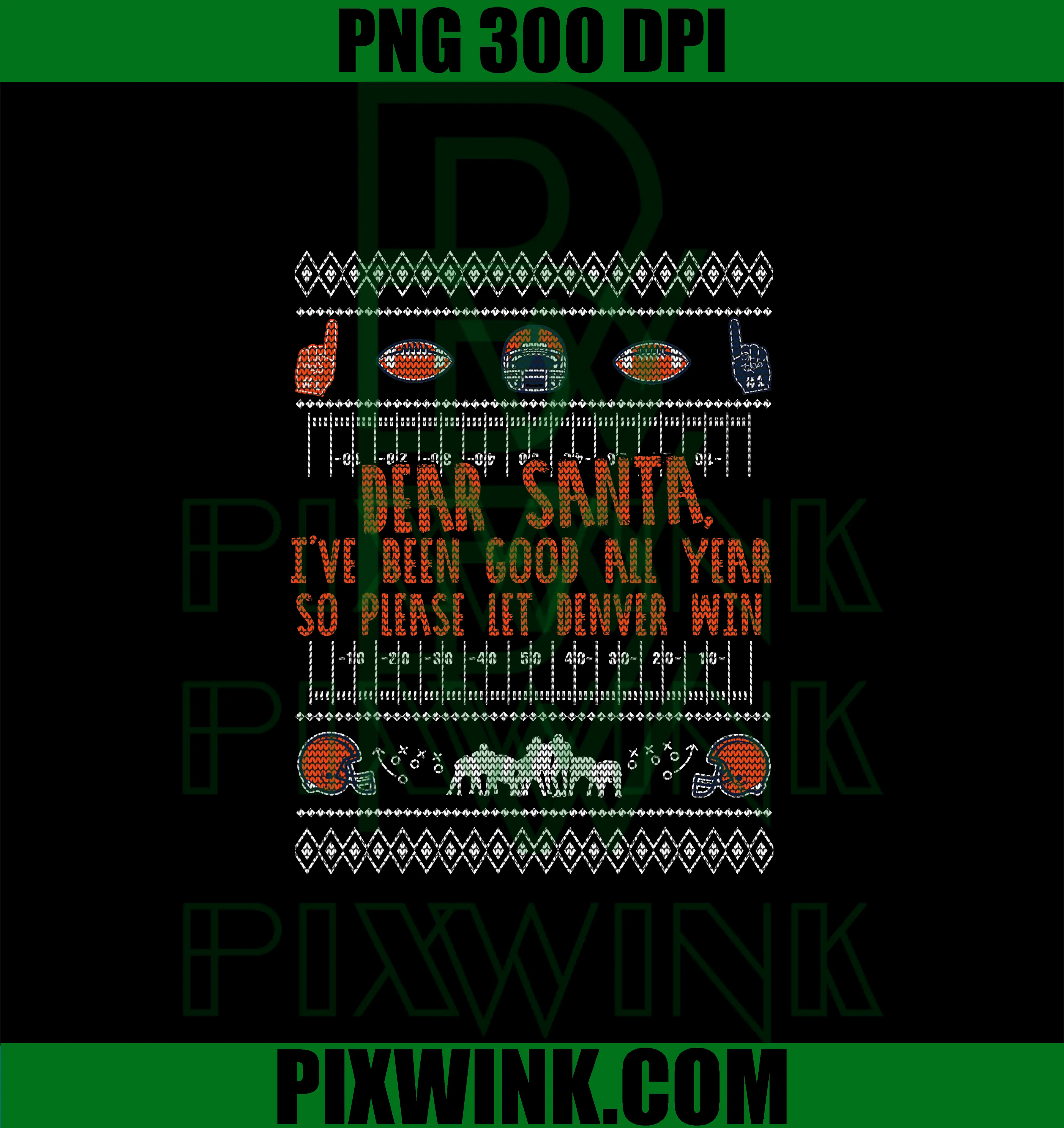 Santa Football Christmas Pattern PNG, Ugly Sports Style PNG