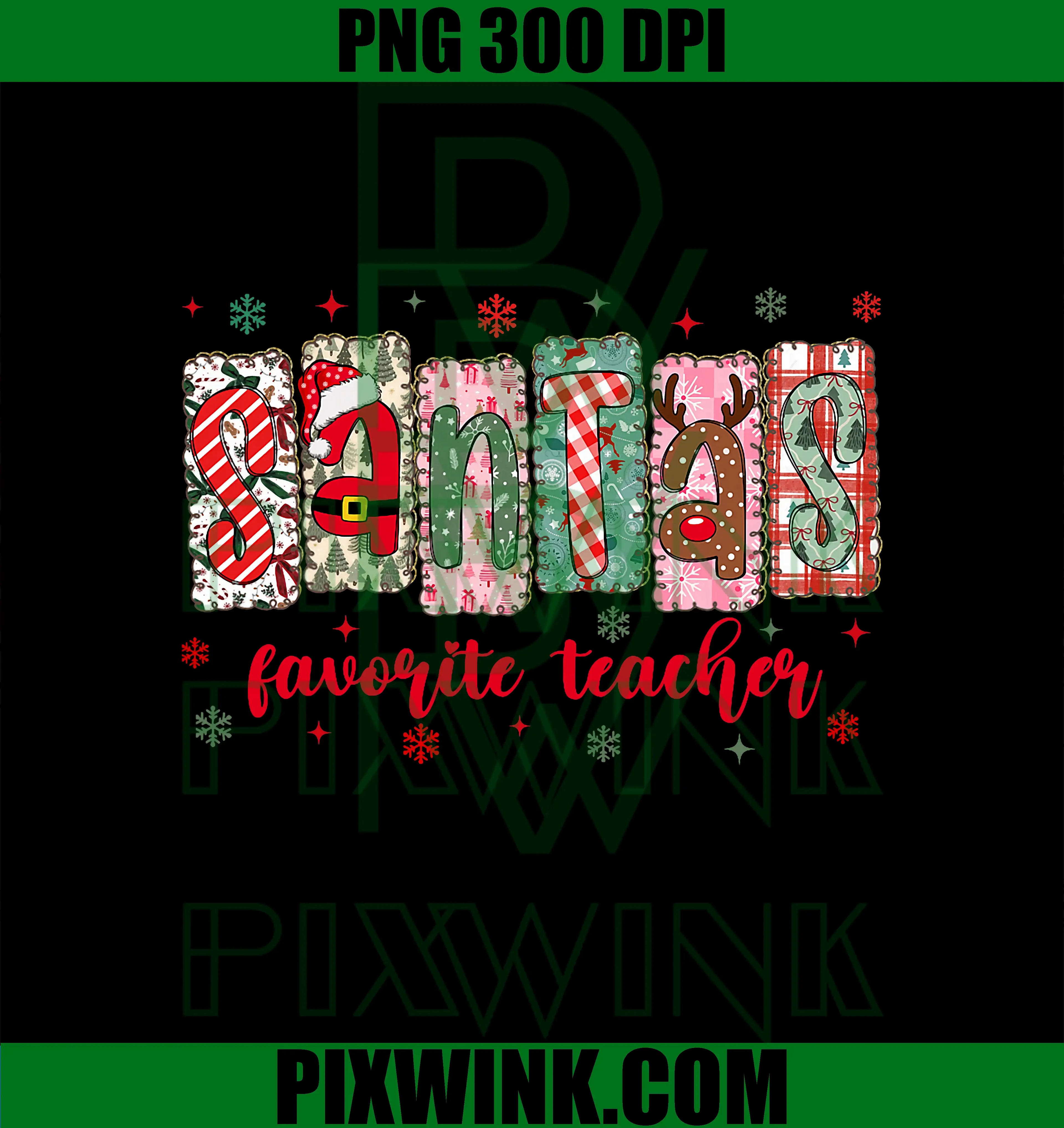 Santa's Favorite Teacher PNG, Christmas Retro Santa Claus PNG
