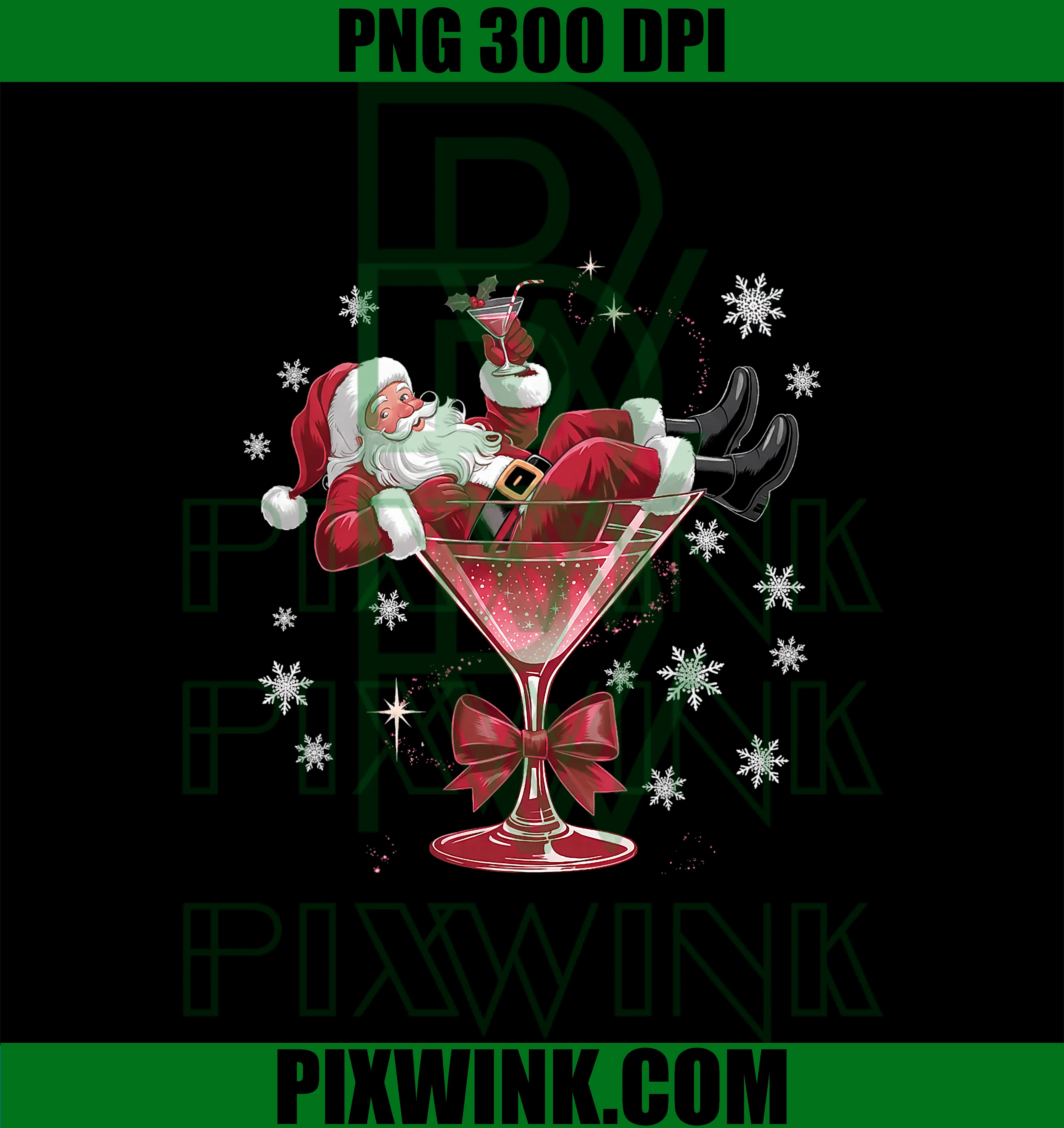 Santa’s Hot Mess Christmas PNG, Martini Funny Party PNG