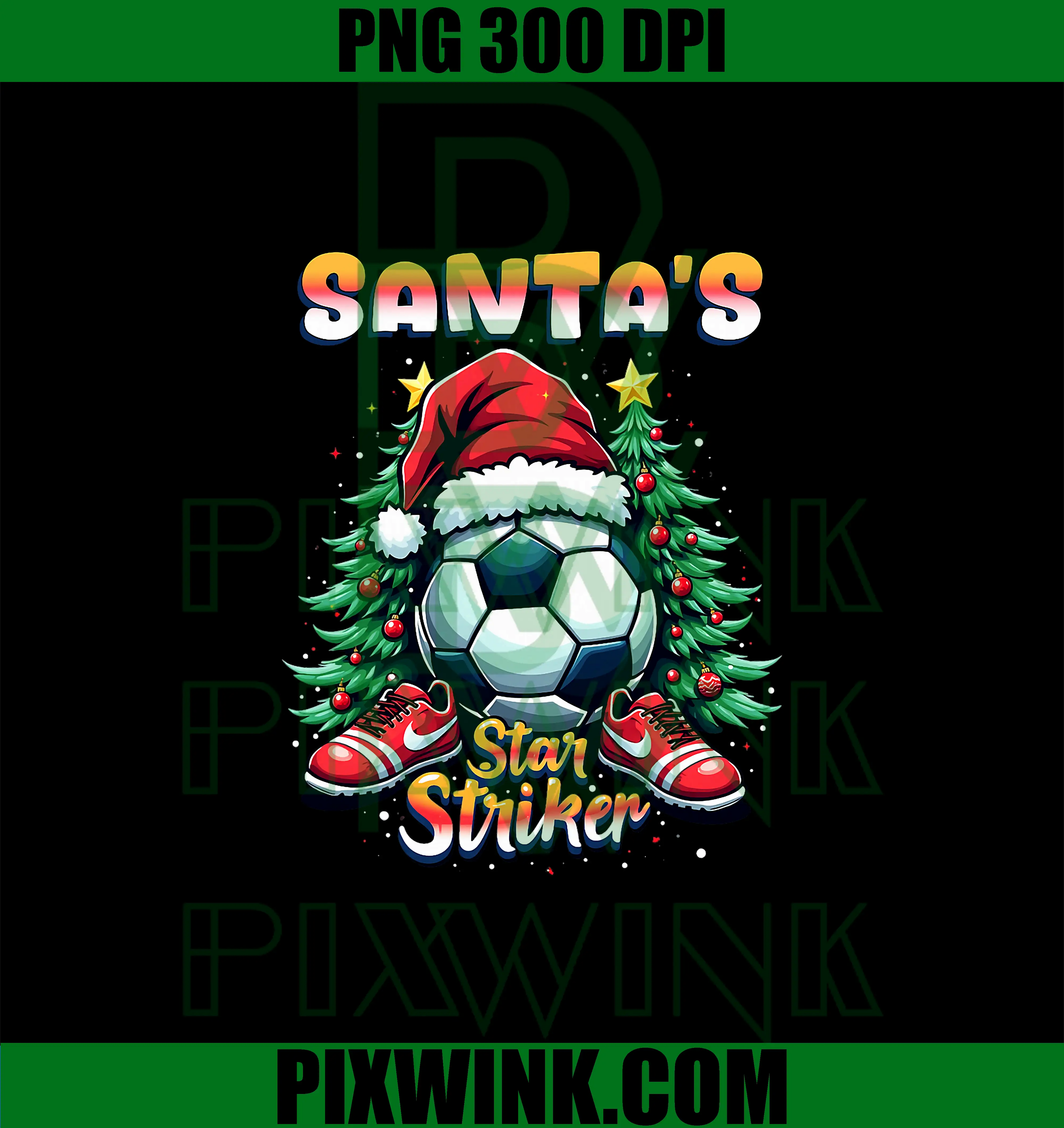 Santa's Star Striker PNG, Funny Christmas Soccer Player PNG