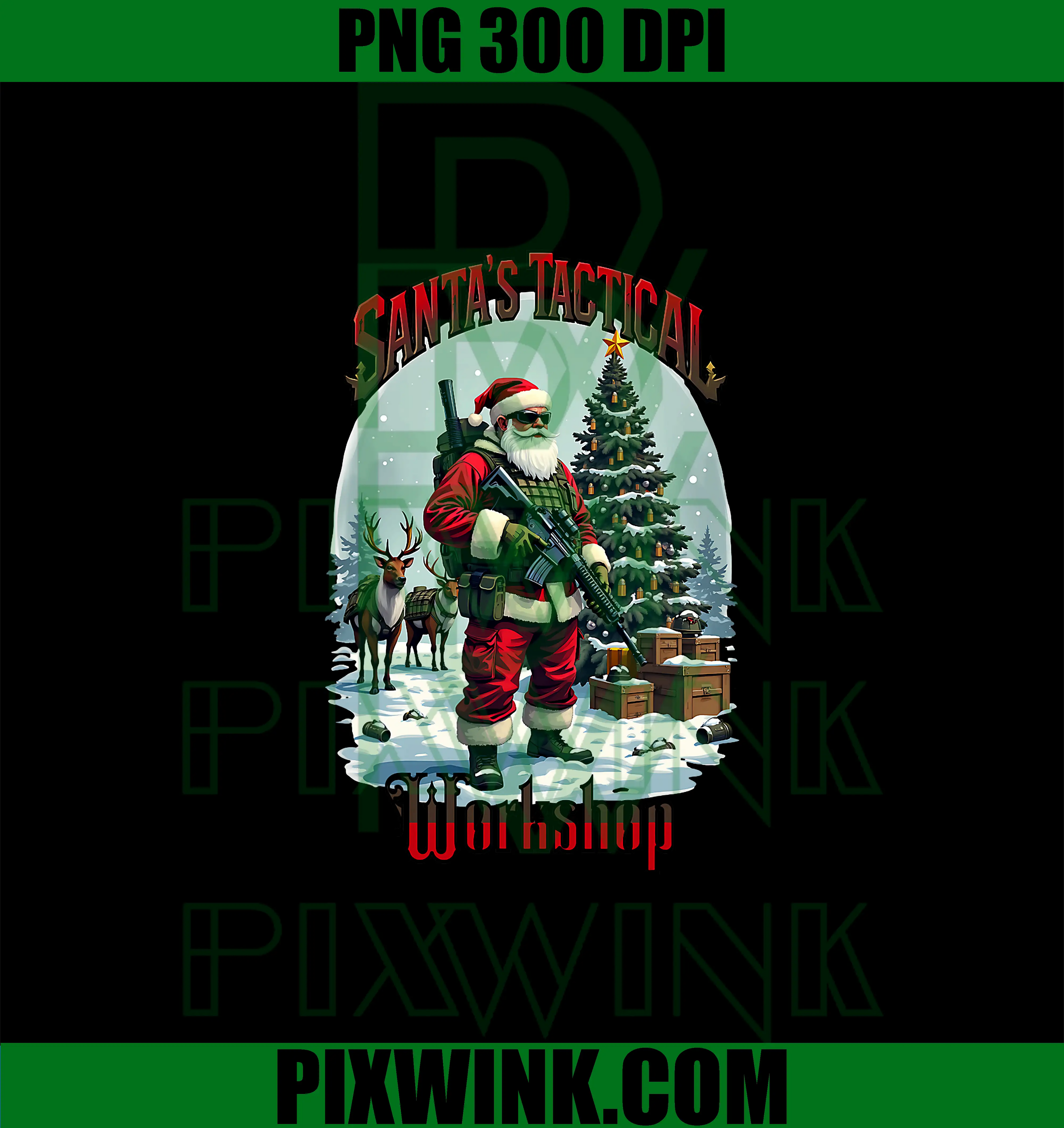 Santa's Tactical Workshop PNG, AR-15 Gun Rights Patriotic PNG