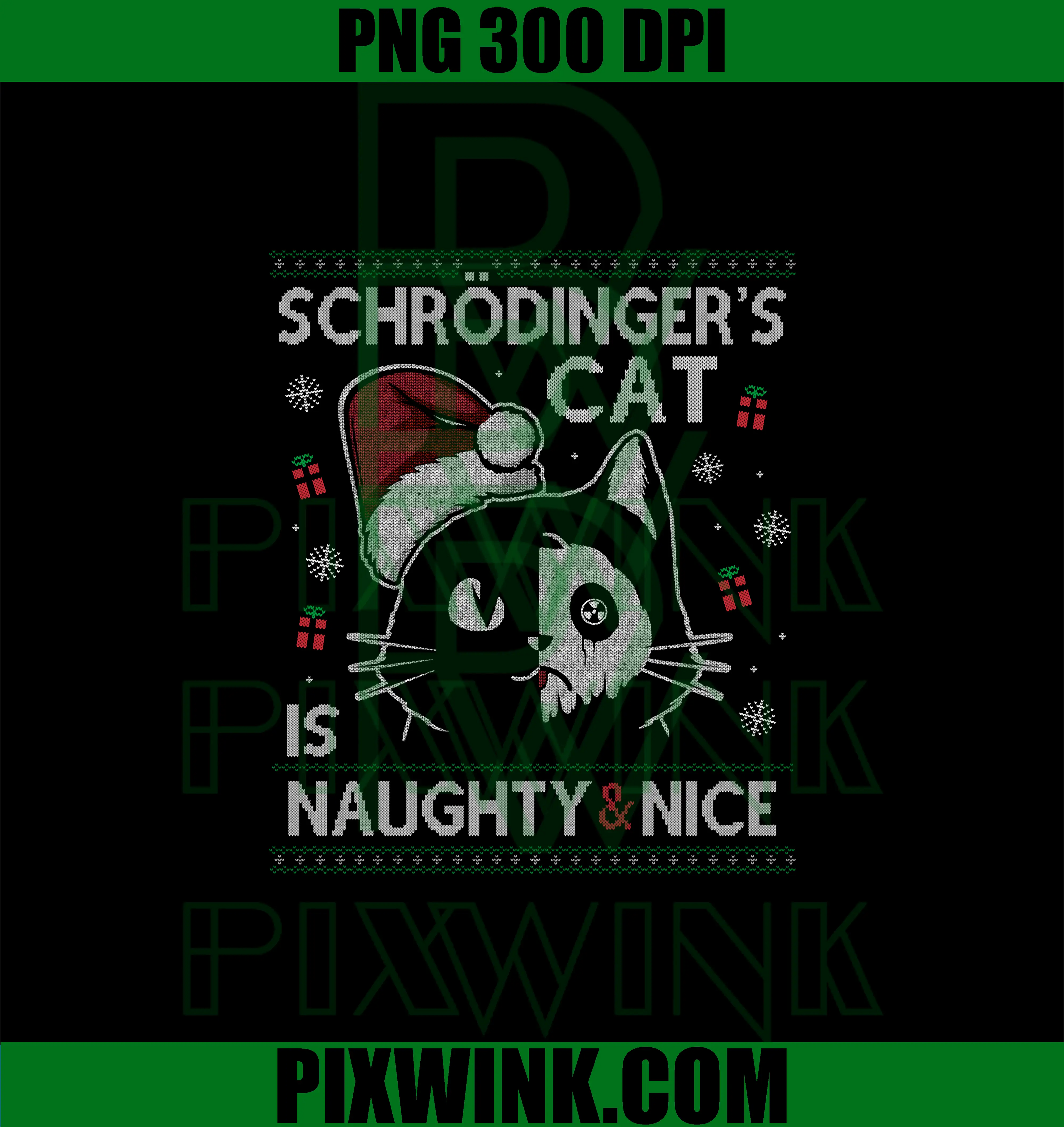 Schrödinger's Cat Is Naughty And Nice PNG, Physicist Christmas PNG