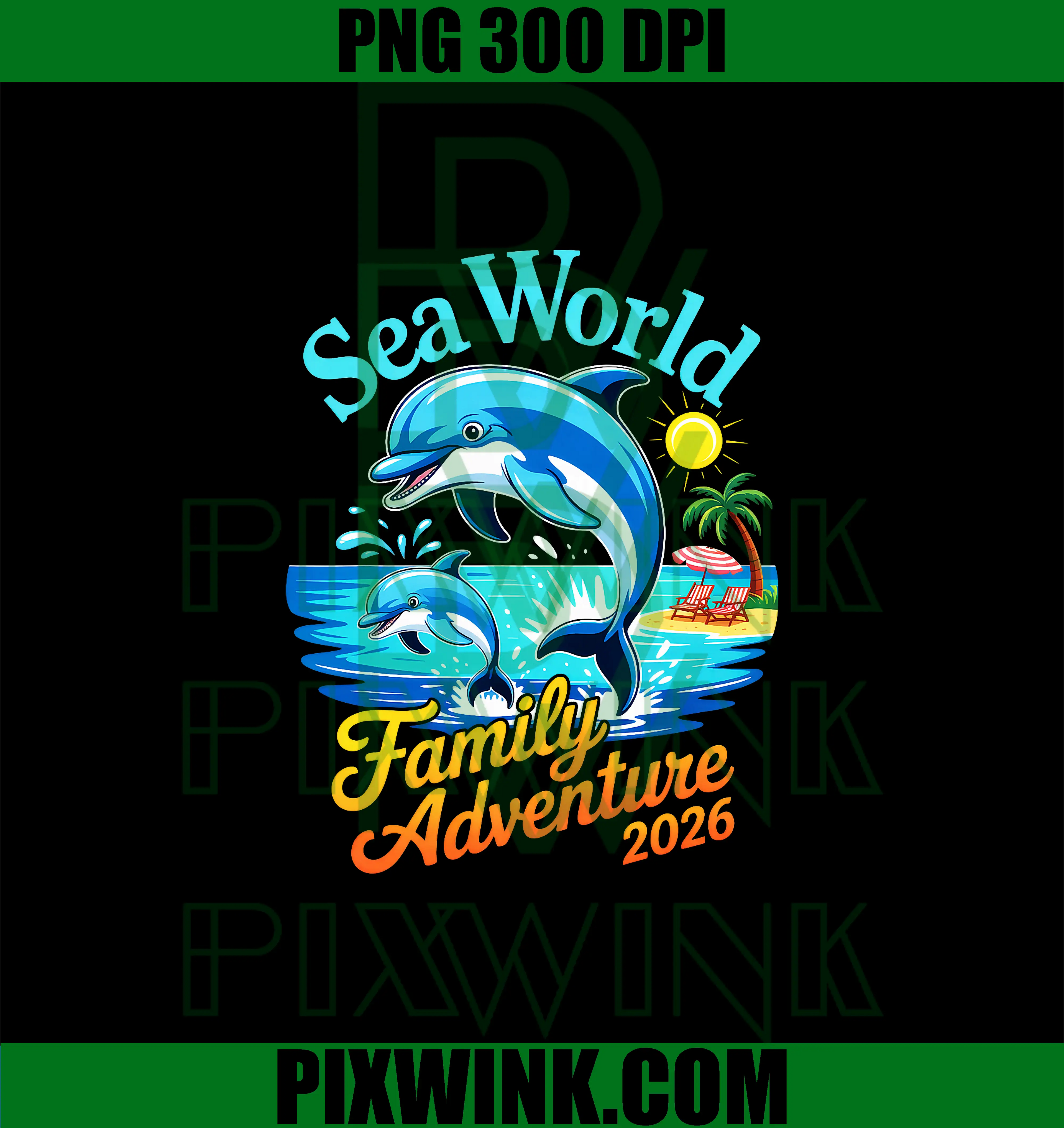Sea World Family Adventure 2026 PNG, Trip Vacation Squad Matching PNG