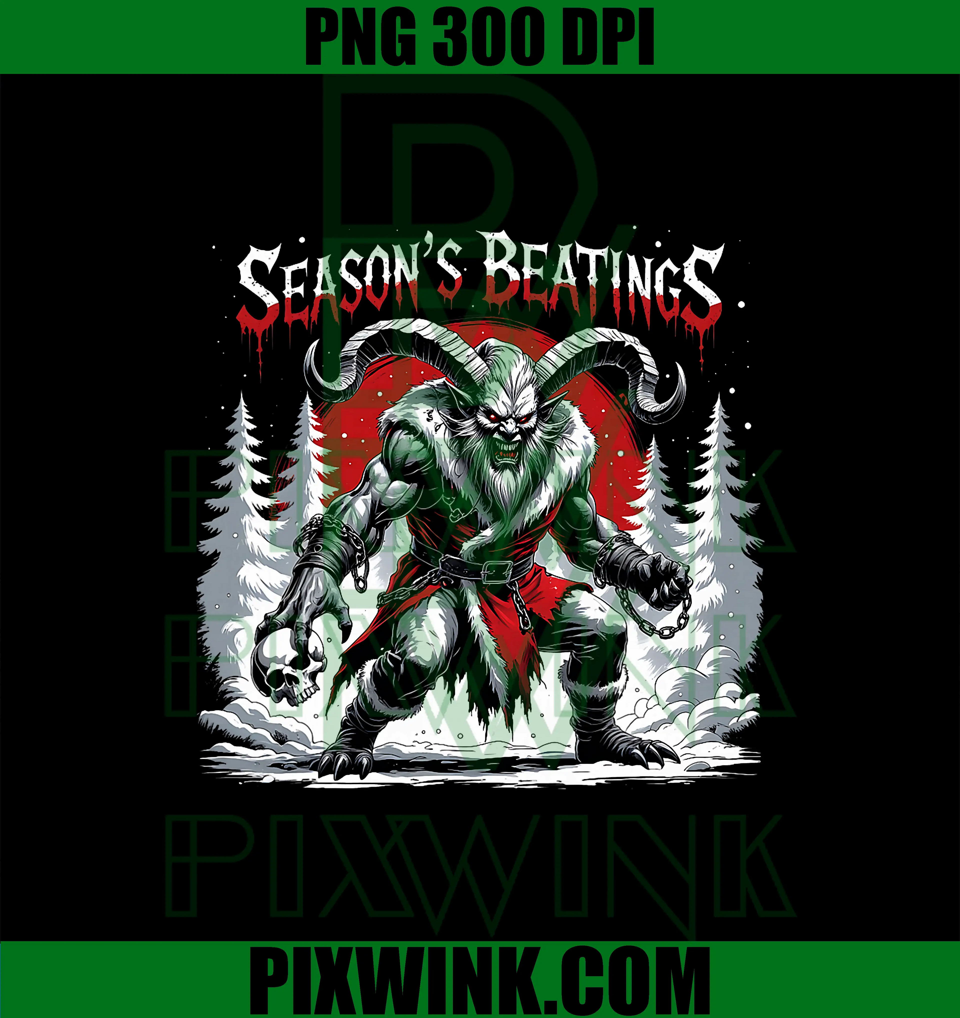 Season’s Beatings PNG, Krampus Horror Christmas PNG