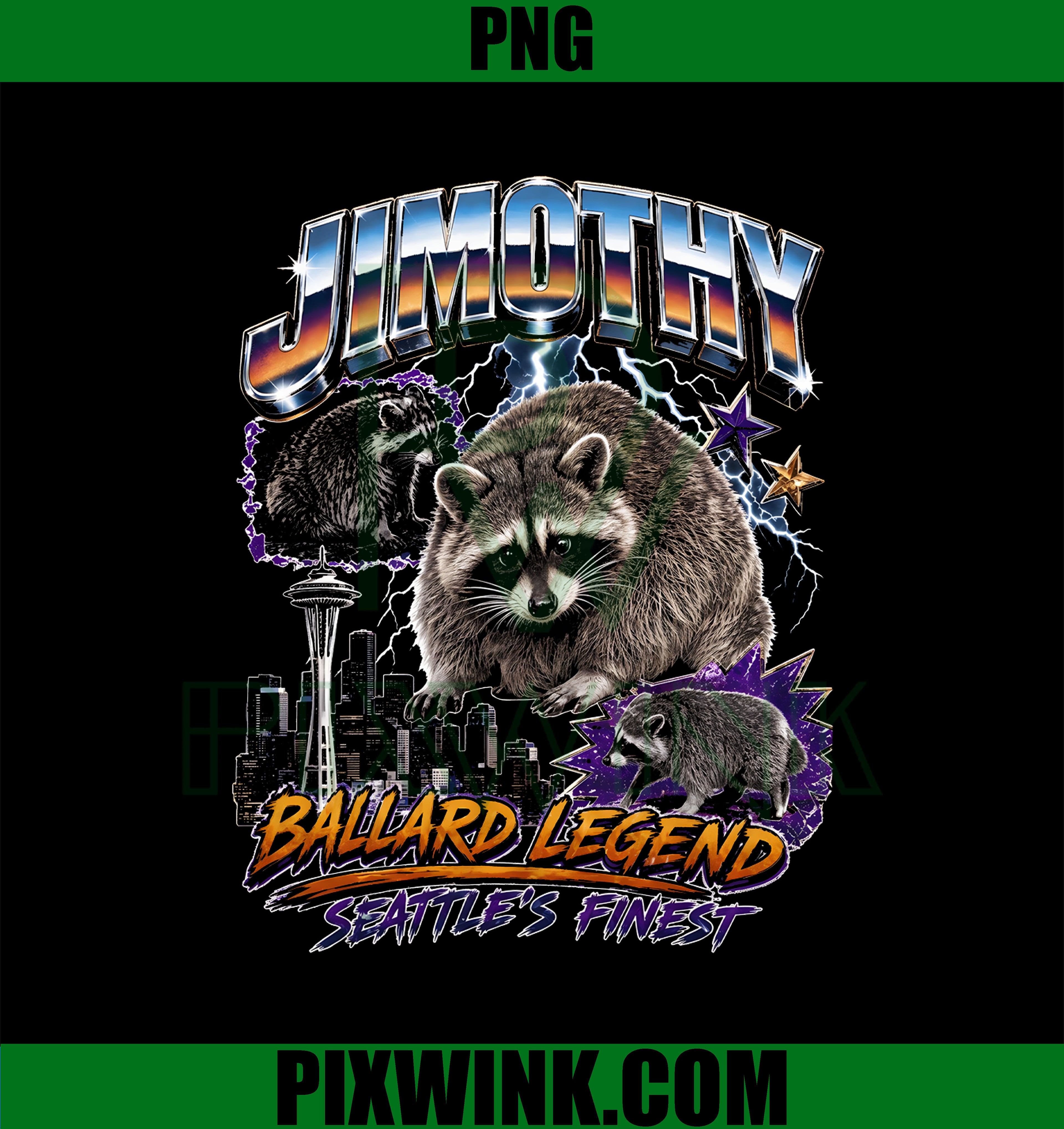 Seattle Ballard Legend PNG, Cute Trash Panda PNG