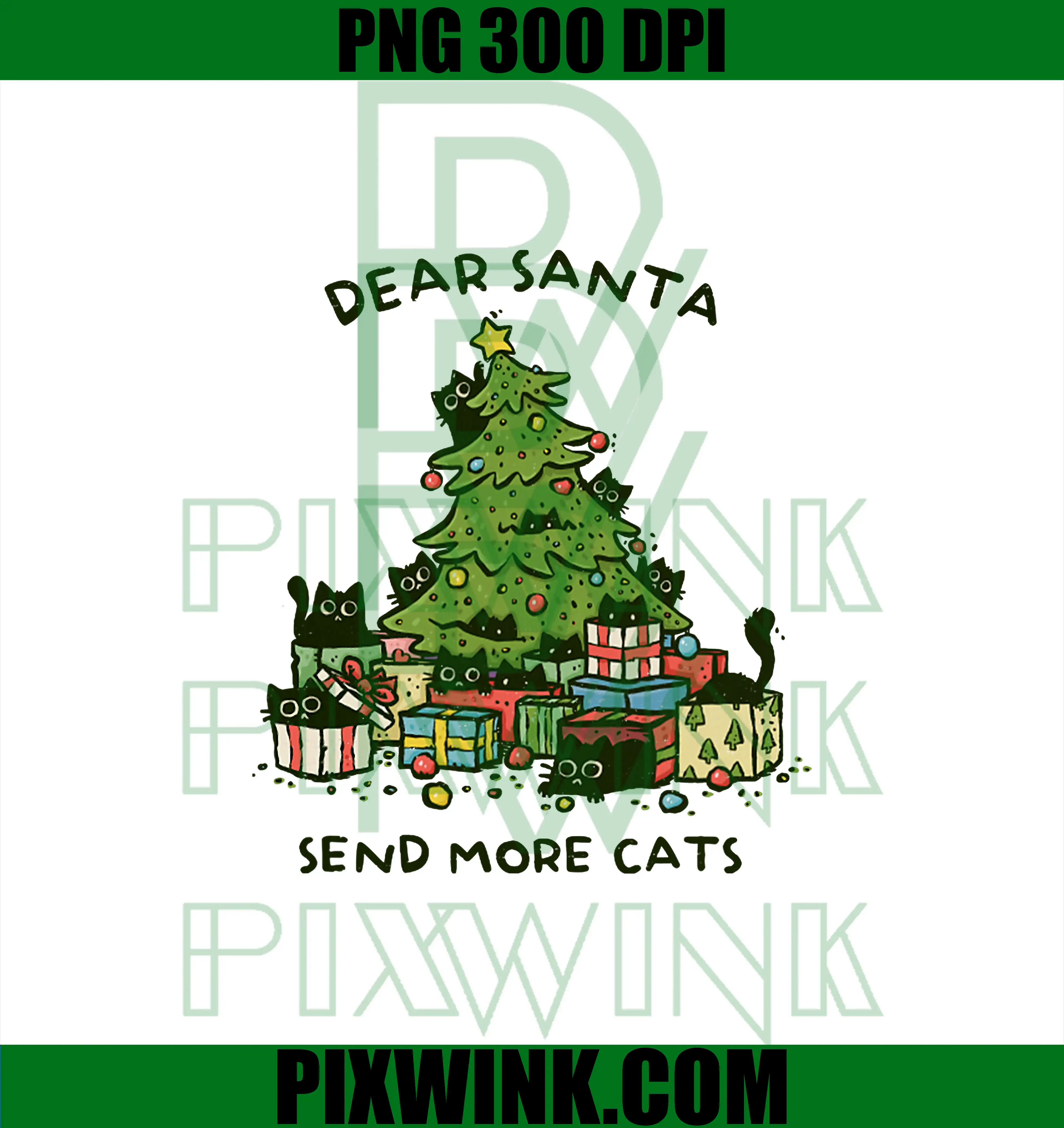 Send More Cats Funny PNG, Christmas Pet Black PNG