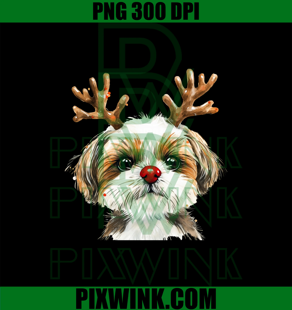 Shih Tzu Reindeer Christmas PNG, Lights Dog Lover Xmas PNG