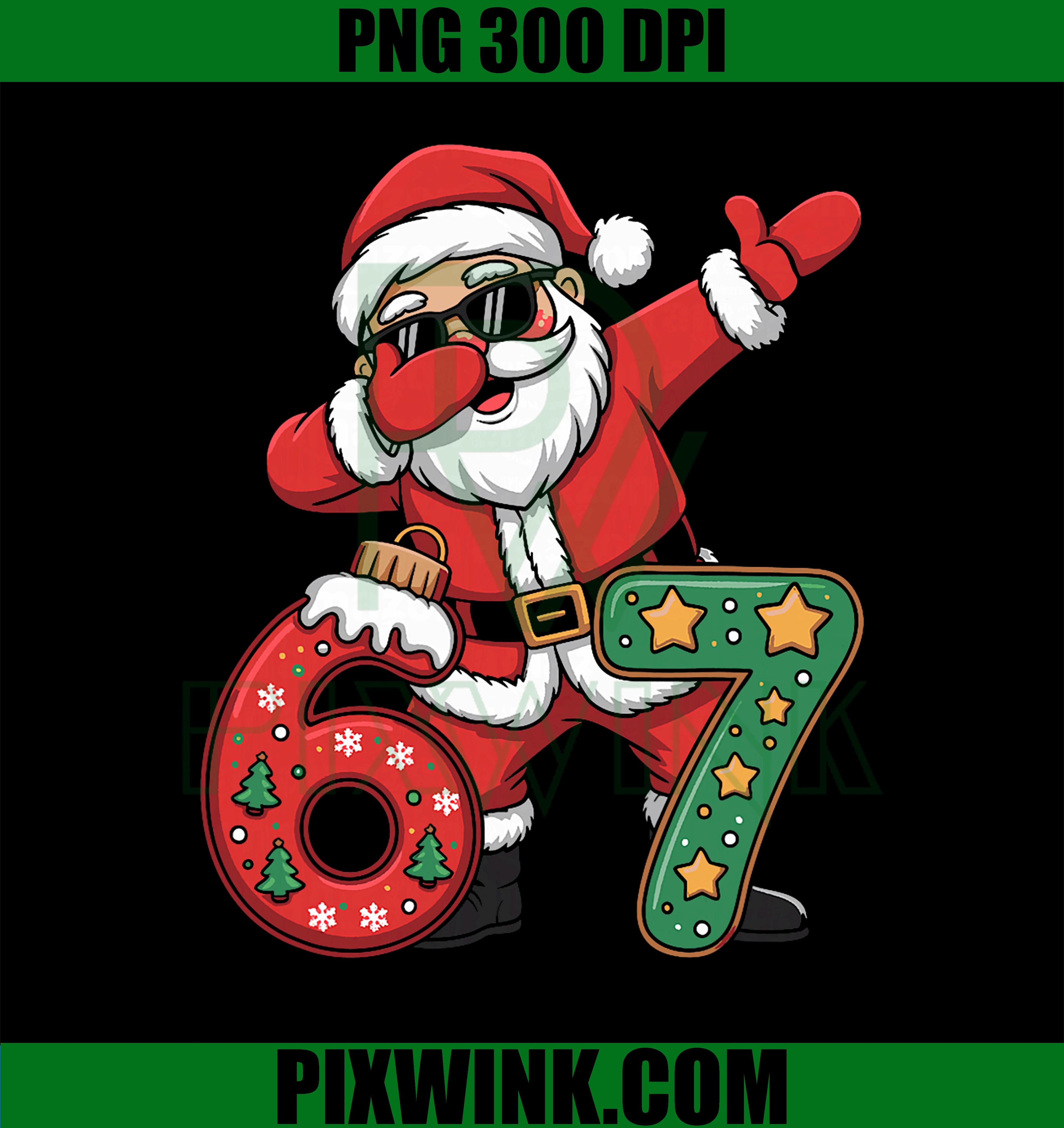 Six Seven 6 7 PNG, Meme Santa Dab Christmas Dabbing PNG
