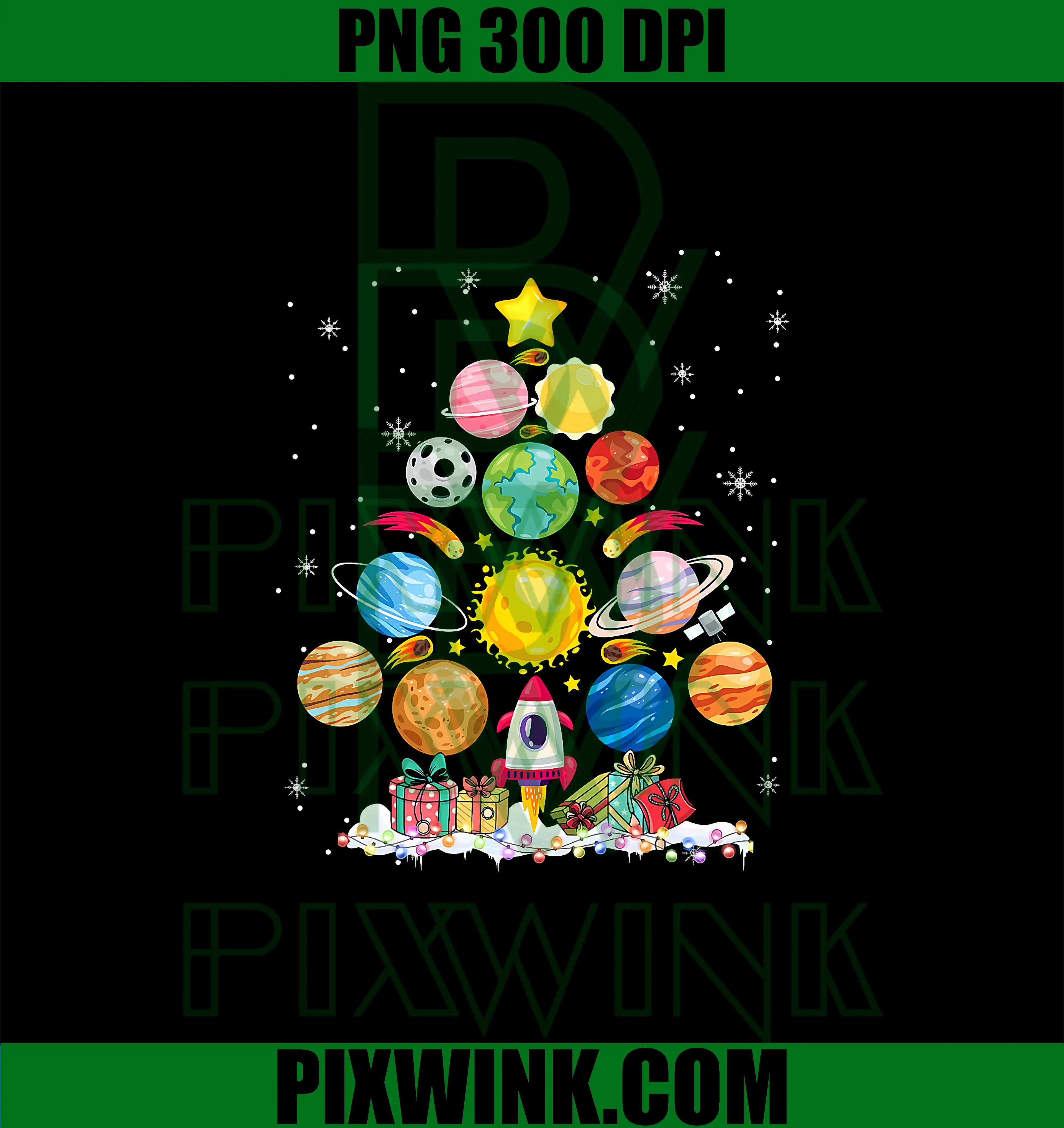 Solar System Christmas Tree PNG, Planet Astronomy Science Teacher PNG