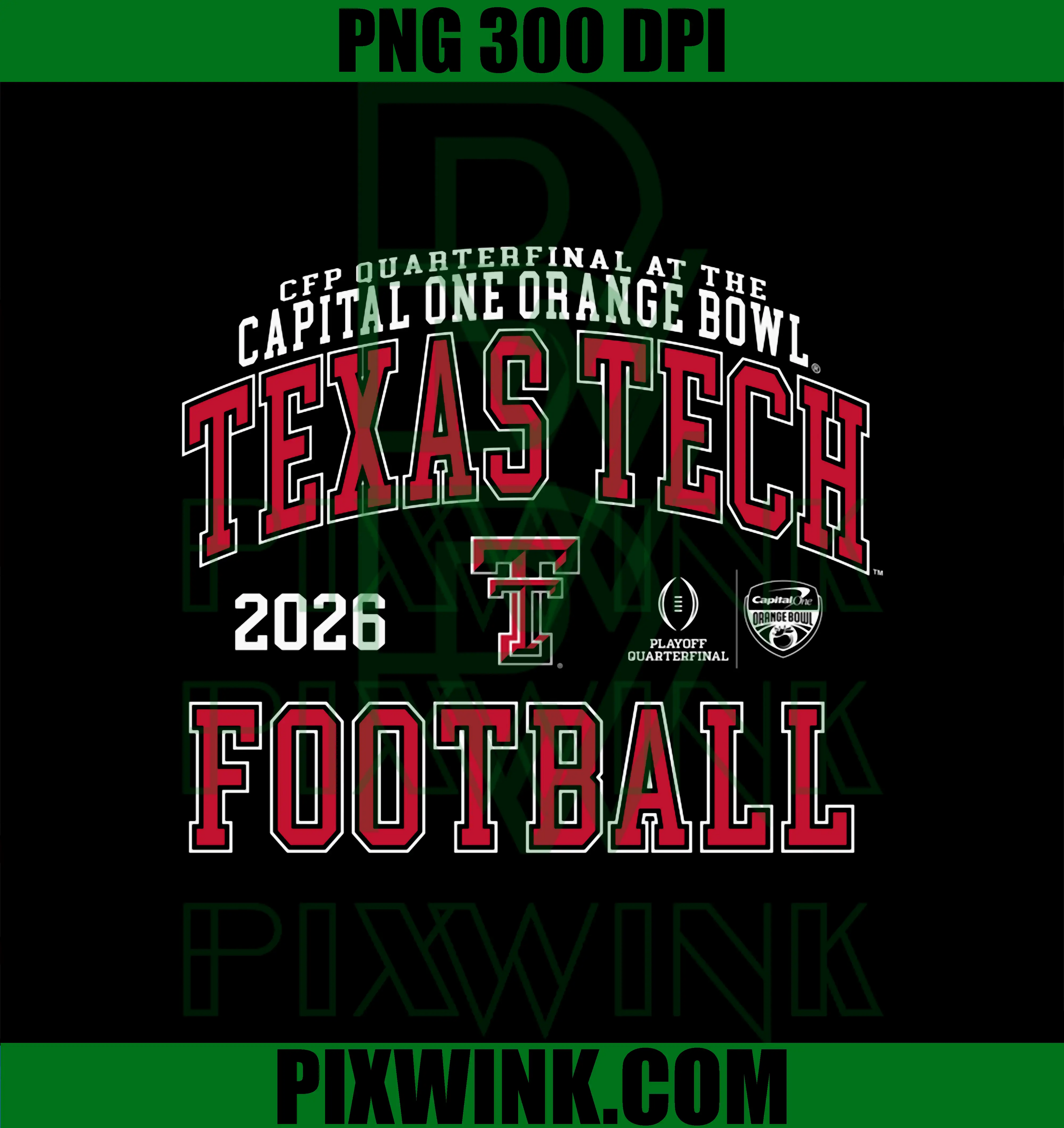 Texas Tech Red Raiders PNG, Orange Bowl 2025-26 CFP Quarterfinal PNG