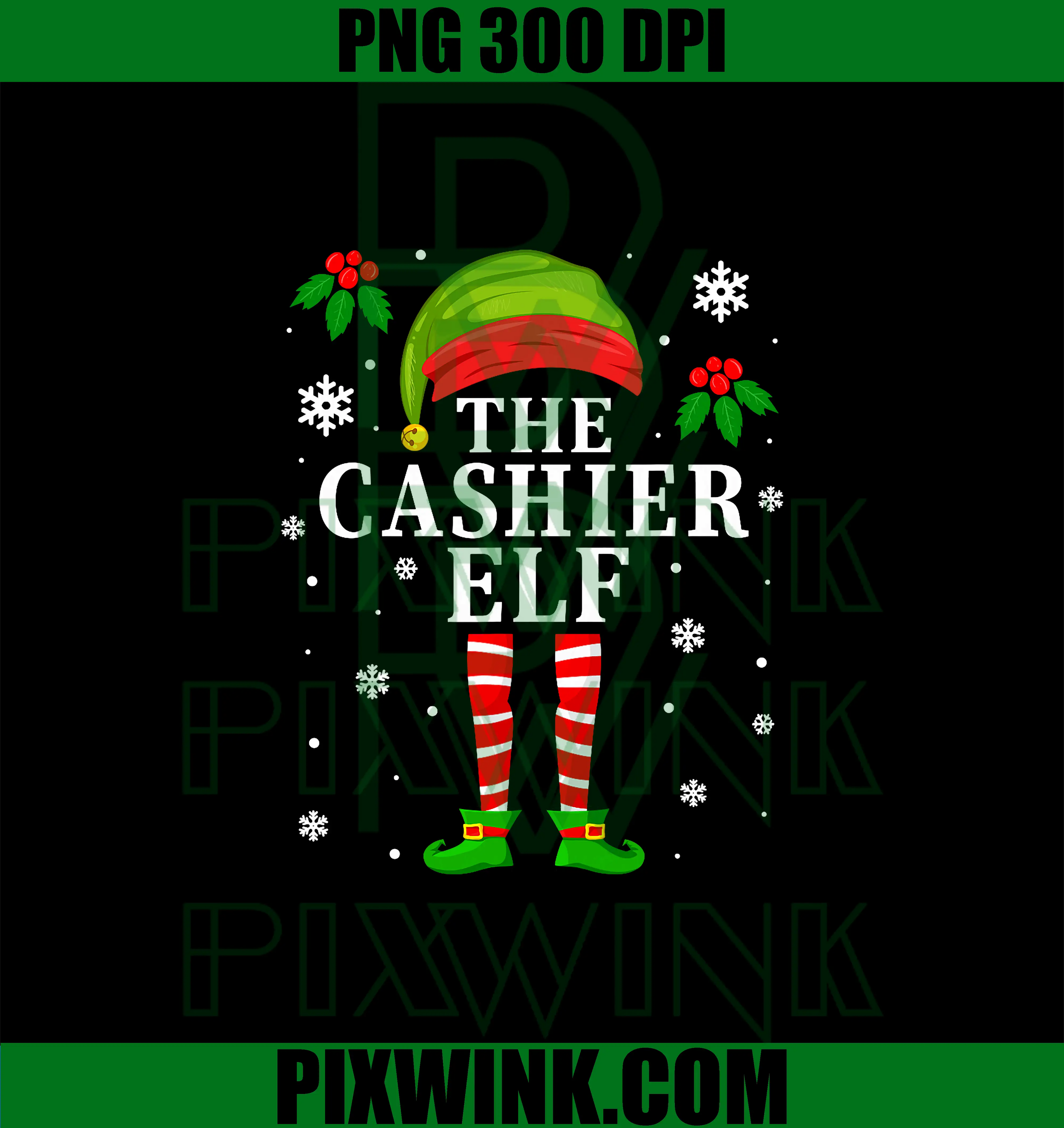The Cashier Elf PNG, Christmas Matching PNG