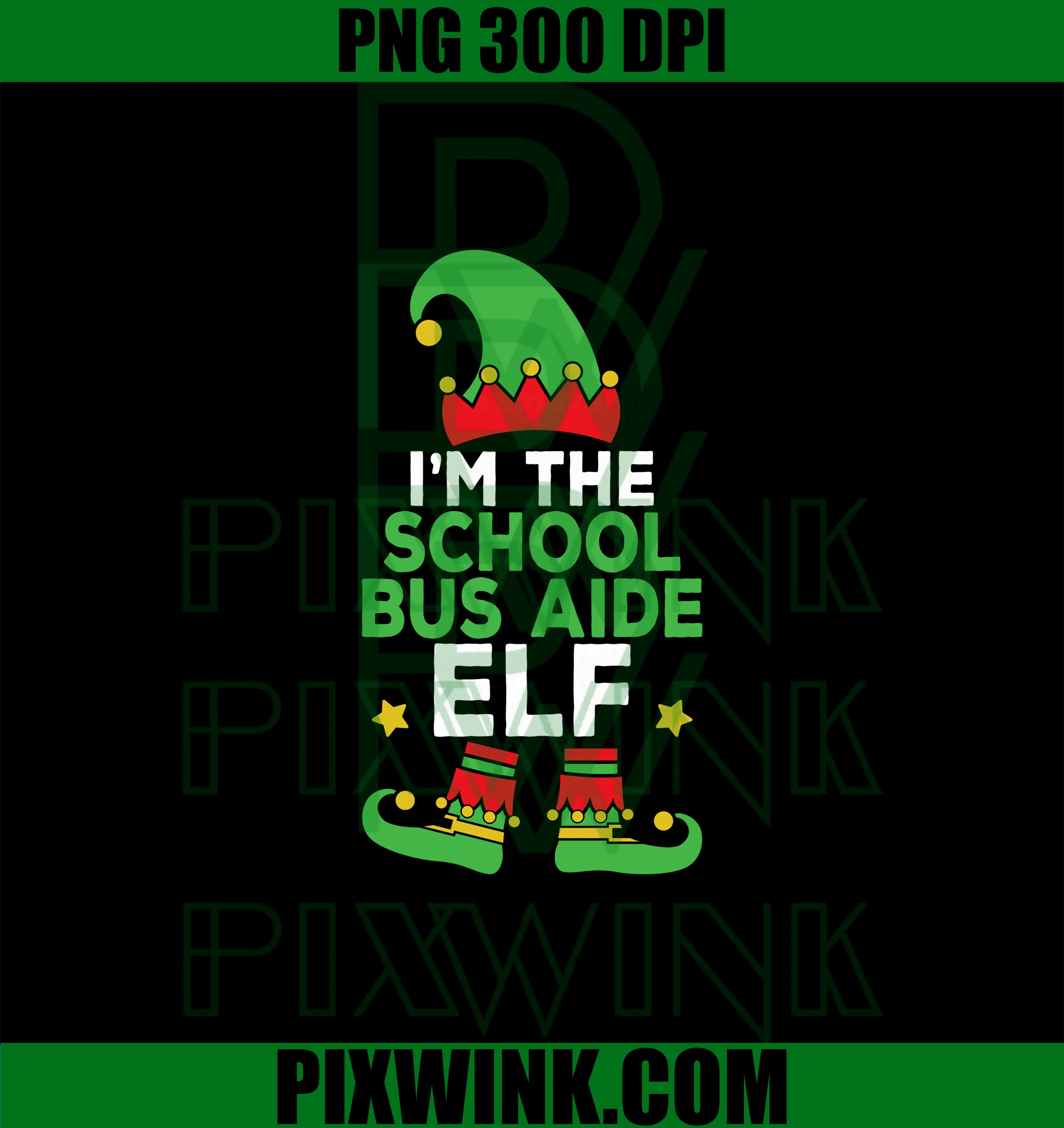 The School Bus Aide Elf PNG, Family Holiday Matching Christmas PNG