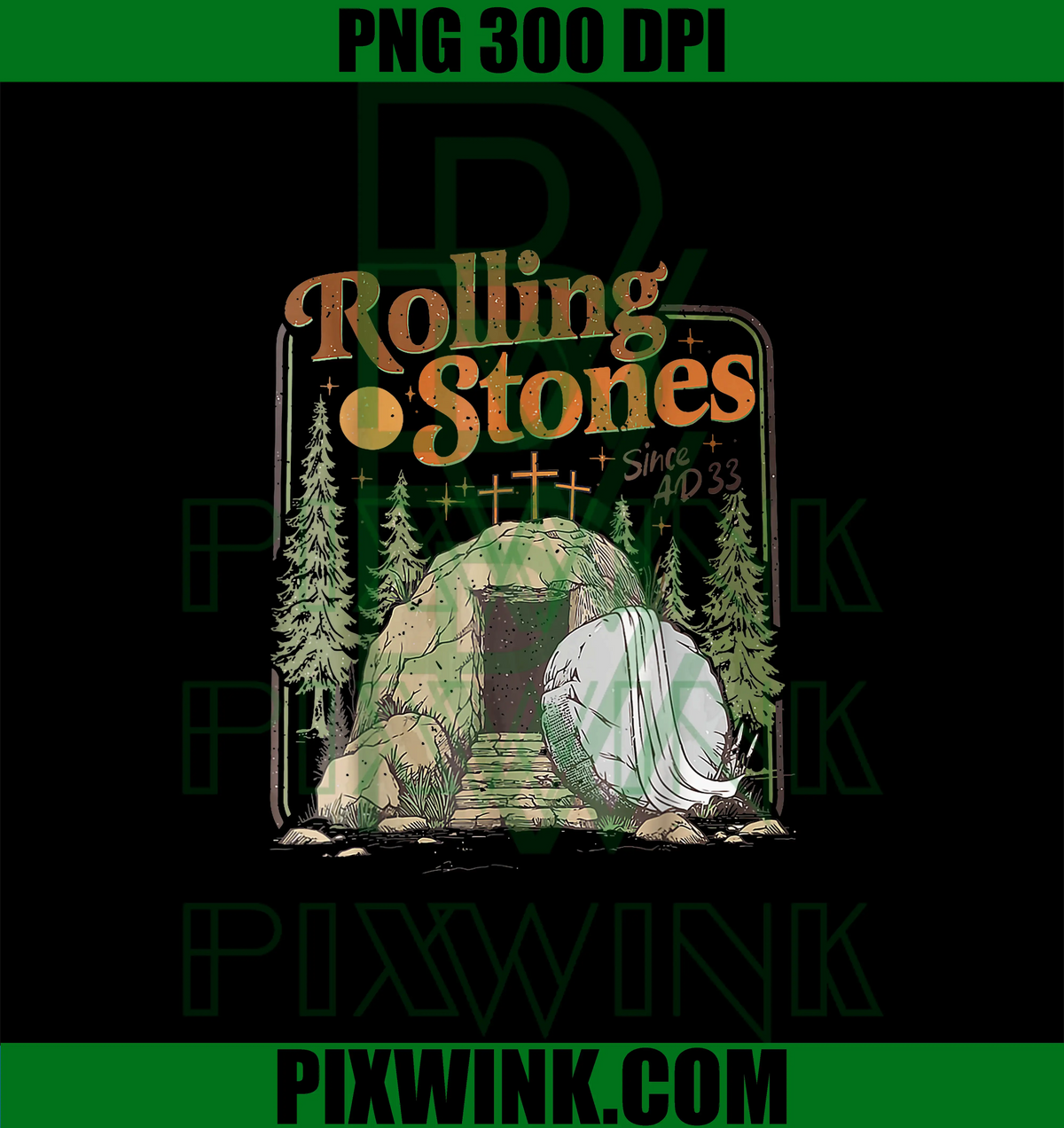 The Stone Was Rolled Away PNG, He is Alive Retro Christian Easter PNG