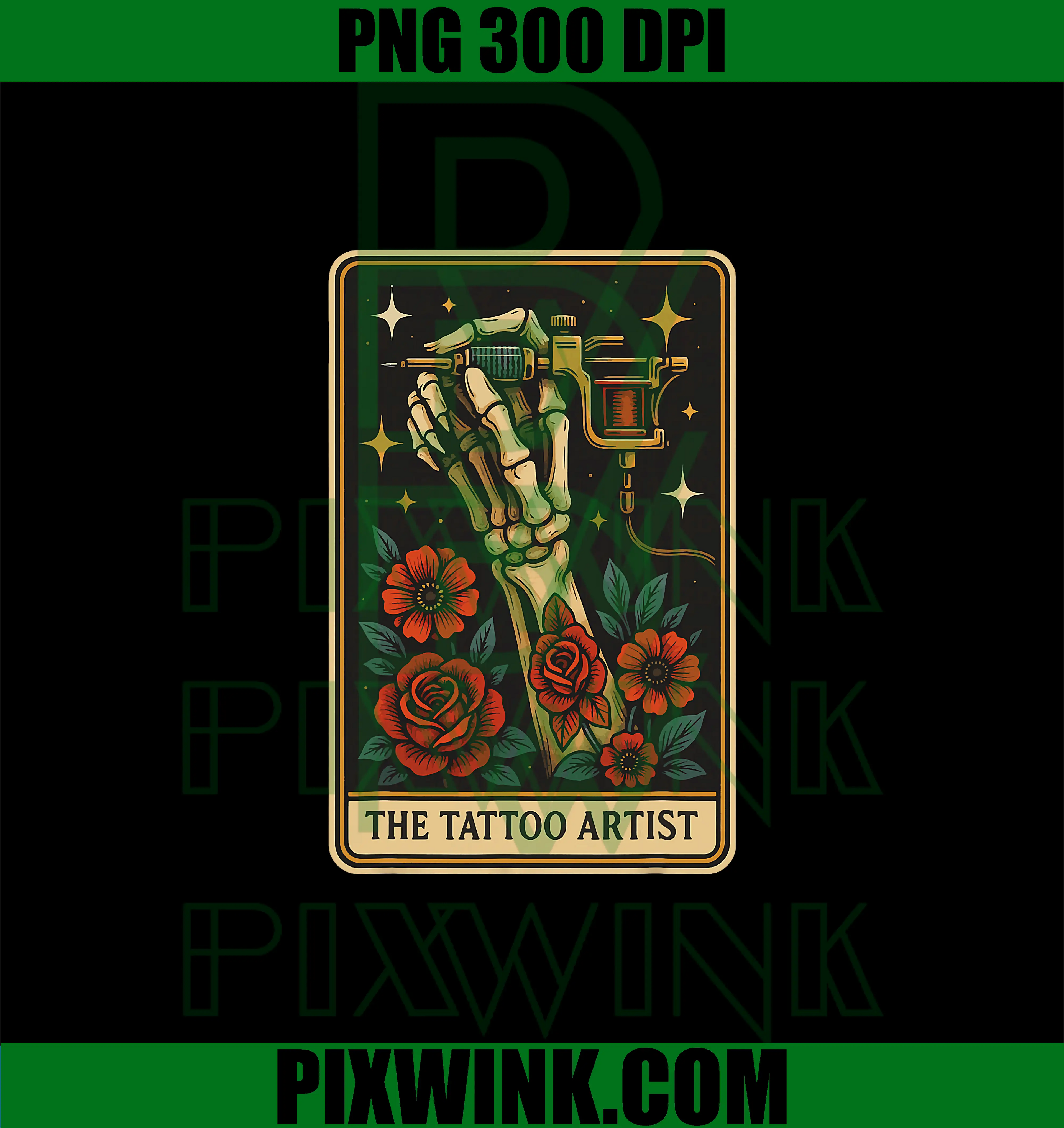 The Tattoo Artist PNG, Skeleton Hand Tattoo Machine PNG
