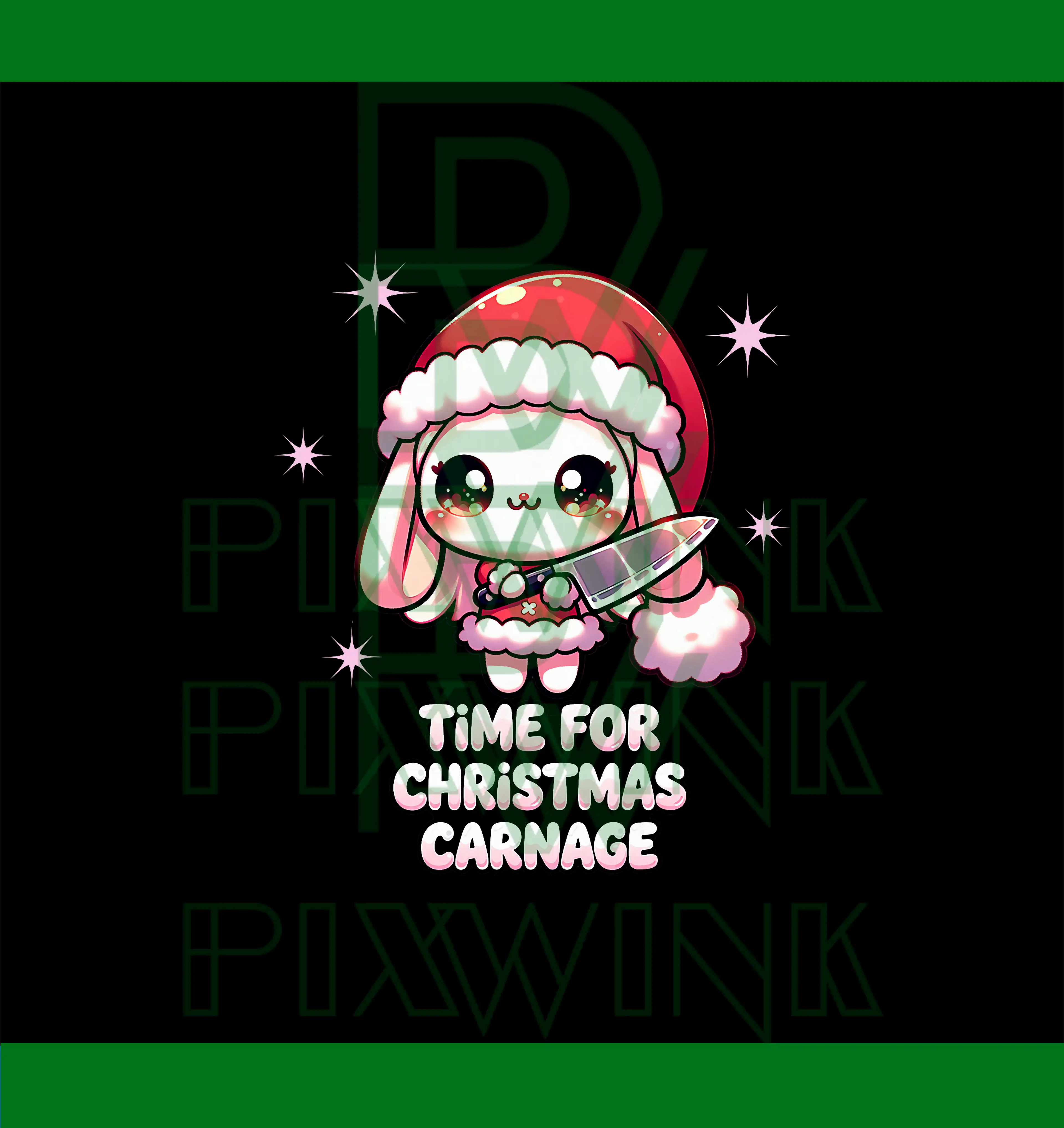 Time for Christmas Carnage PNG, Funny Cute Cartoon Bunny Xmas PNG