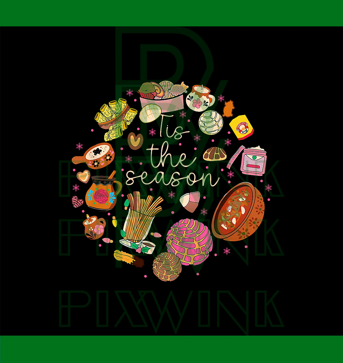 Tis The Season Mexican PNG, Christmas Food Pan Dulce Tamale PNG