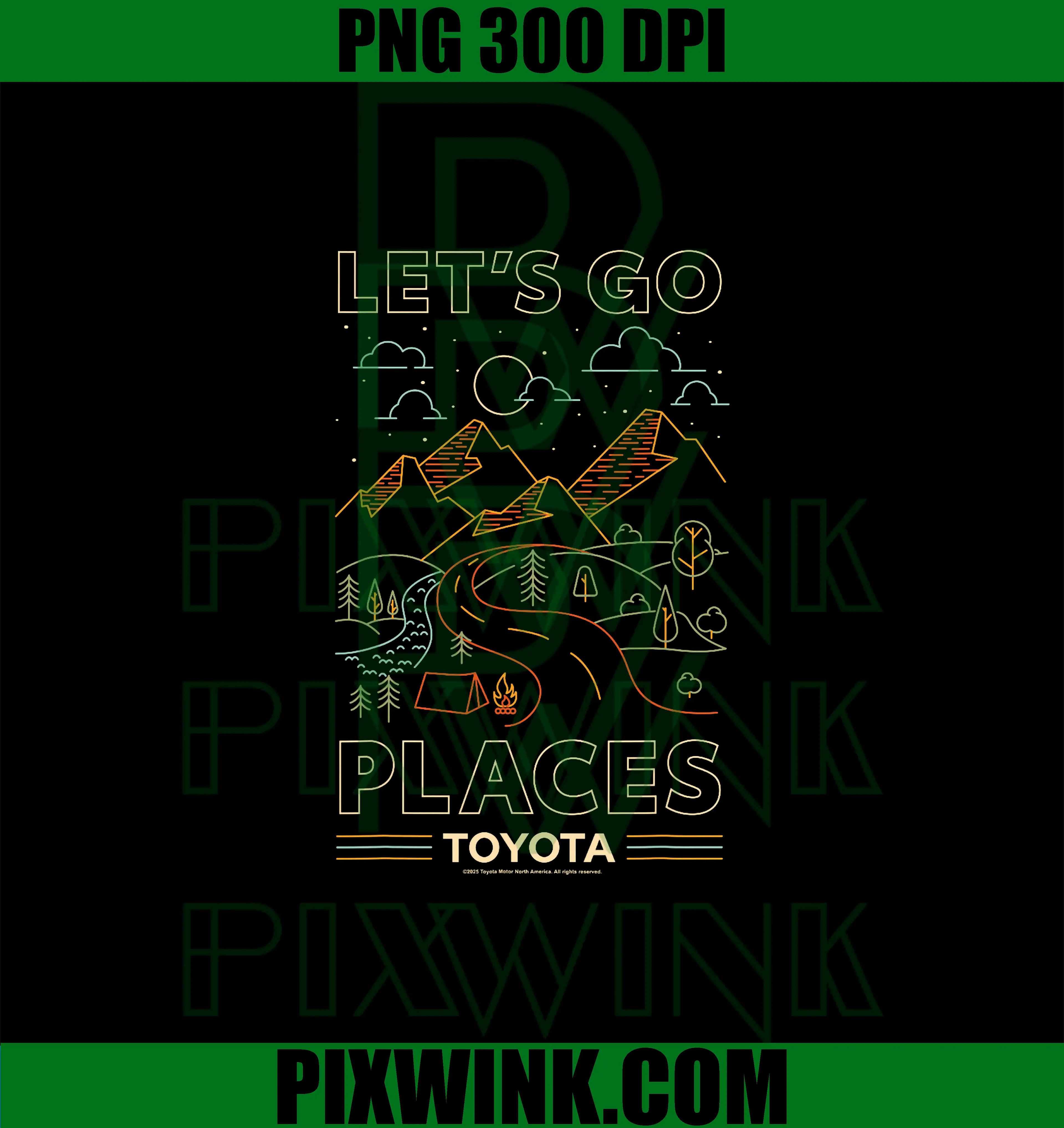 Toyota Let's Go Places PNG, Landscape Art Line Big Chest PNG