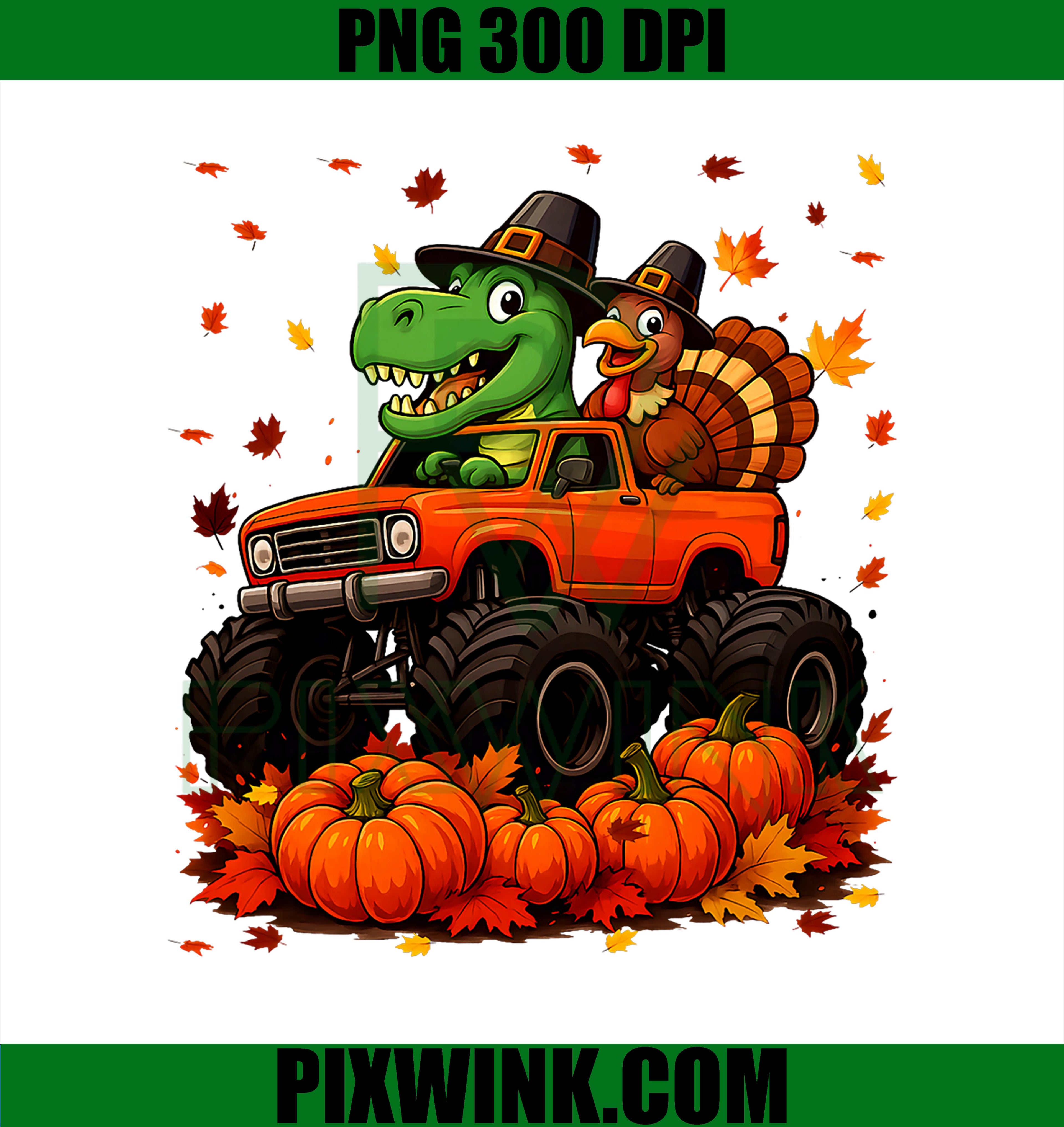 Trex Turkey Monster Truck Thanksgiving PNG