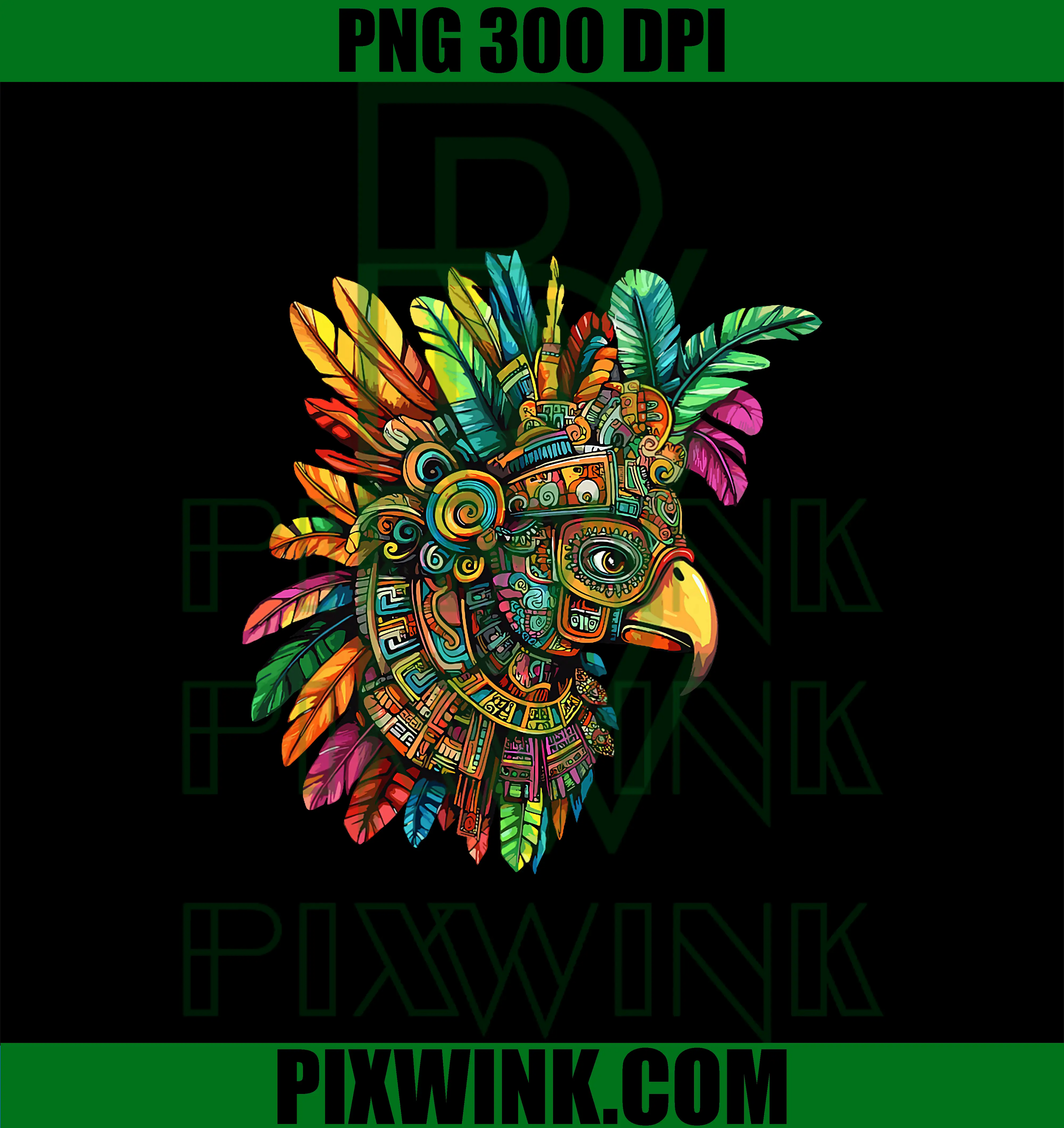 Tribal Parrot Aztec PNG, Warrior Feather Mask Vibrant PNG