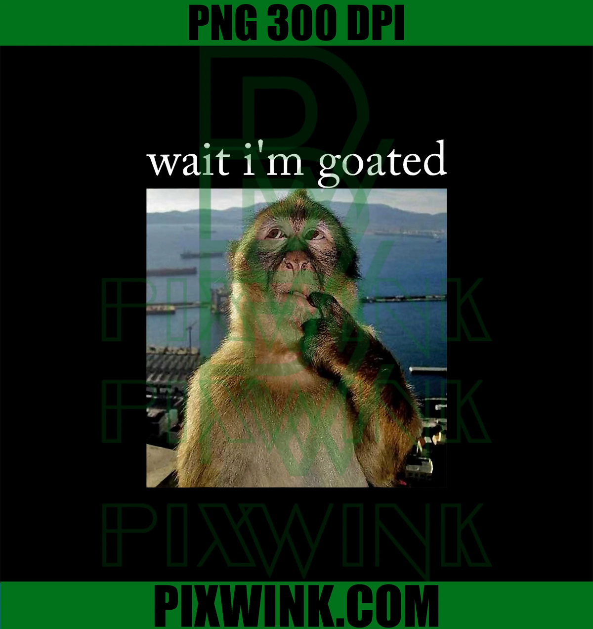 Wait I'm Goated PNG, Funny Thinking Monkey Meme PNG