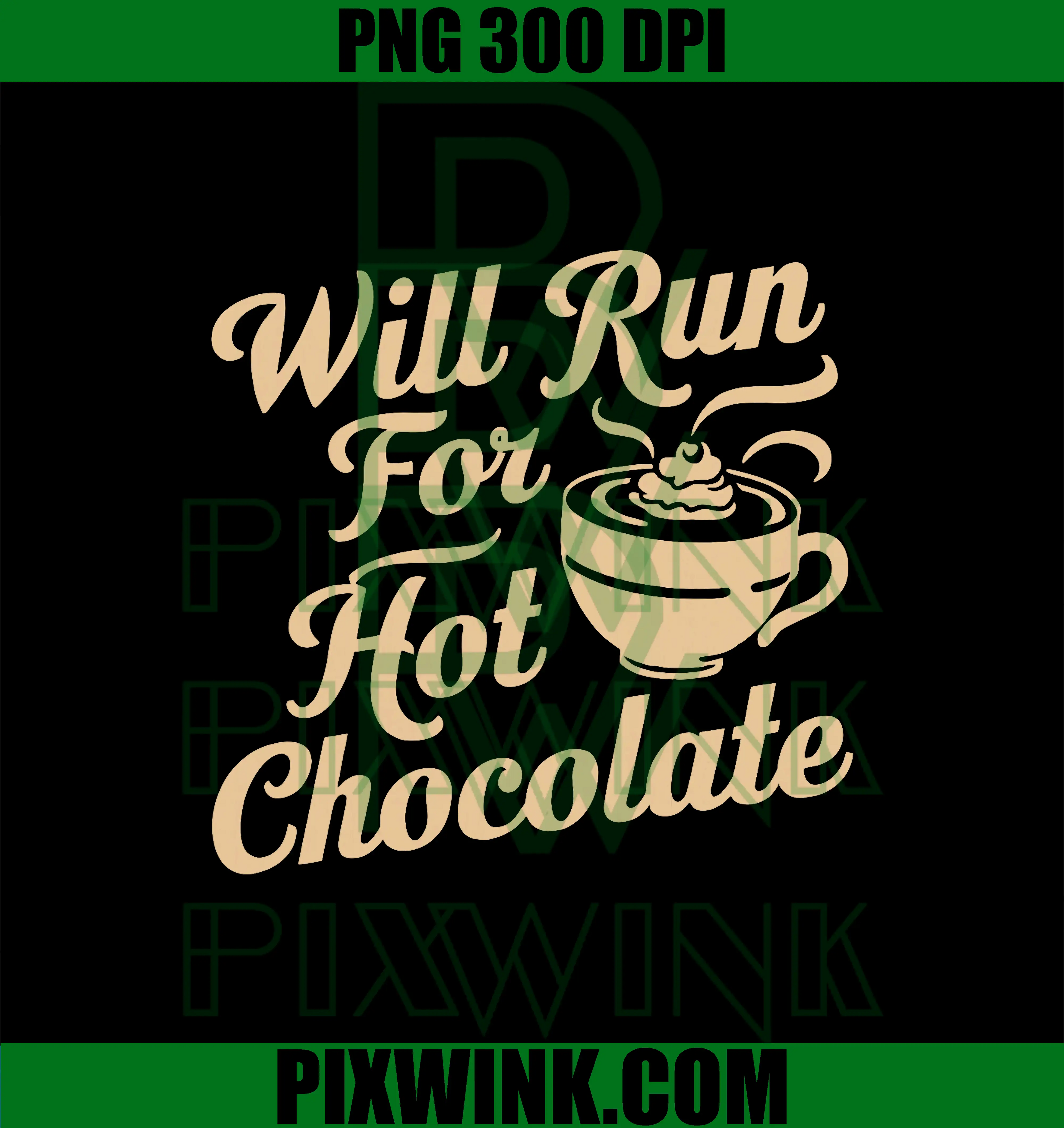 Will Run For Hot Chocolate PNG, Lovers Running Runner's Winter PNG