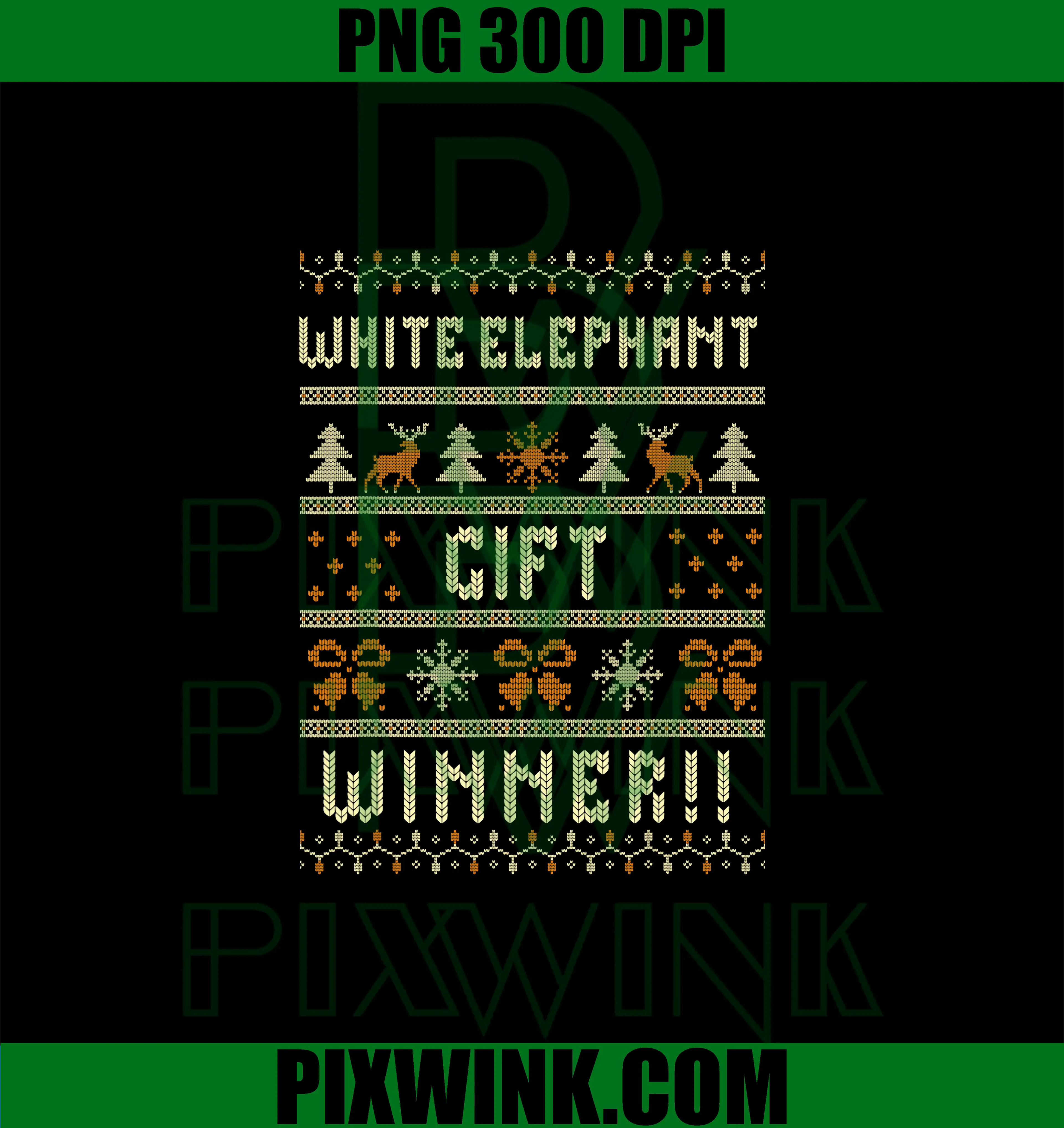White Elephant Winner Knit Style PNG, Ugly Christmas PNG