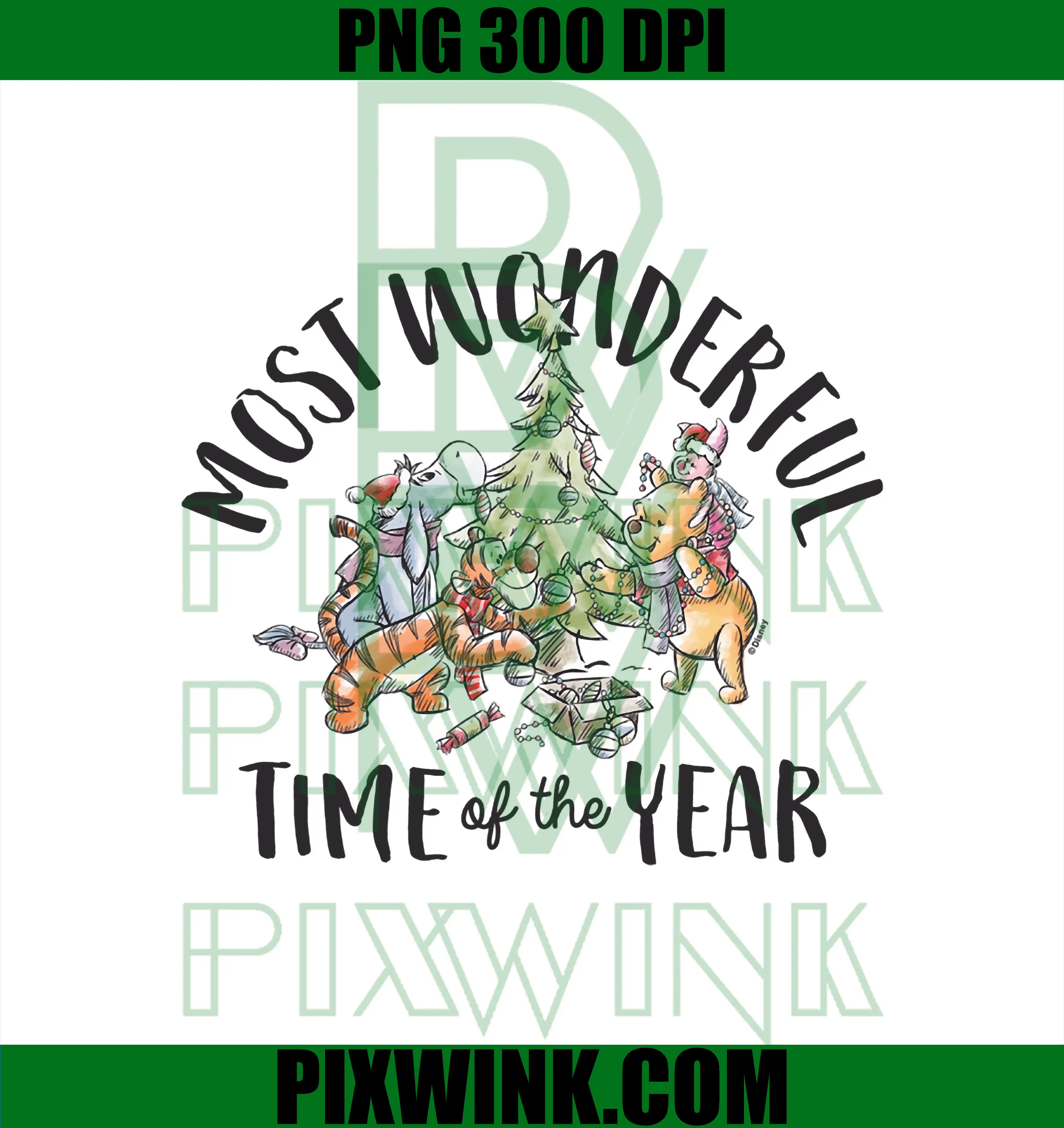 Most Wonderful Time of the Year PNG, Winnie the Pooh Holiday PNG