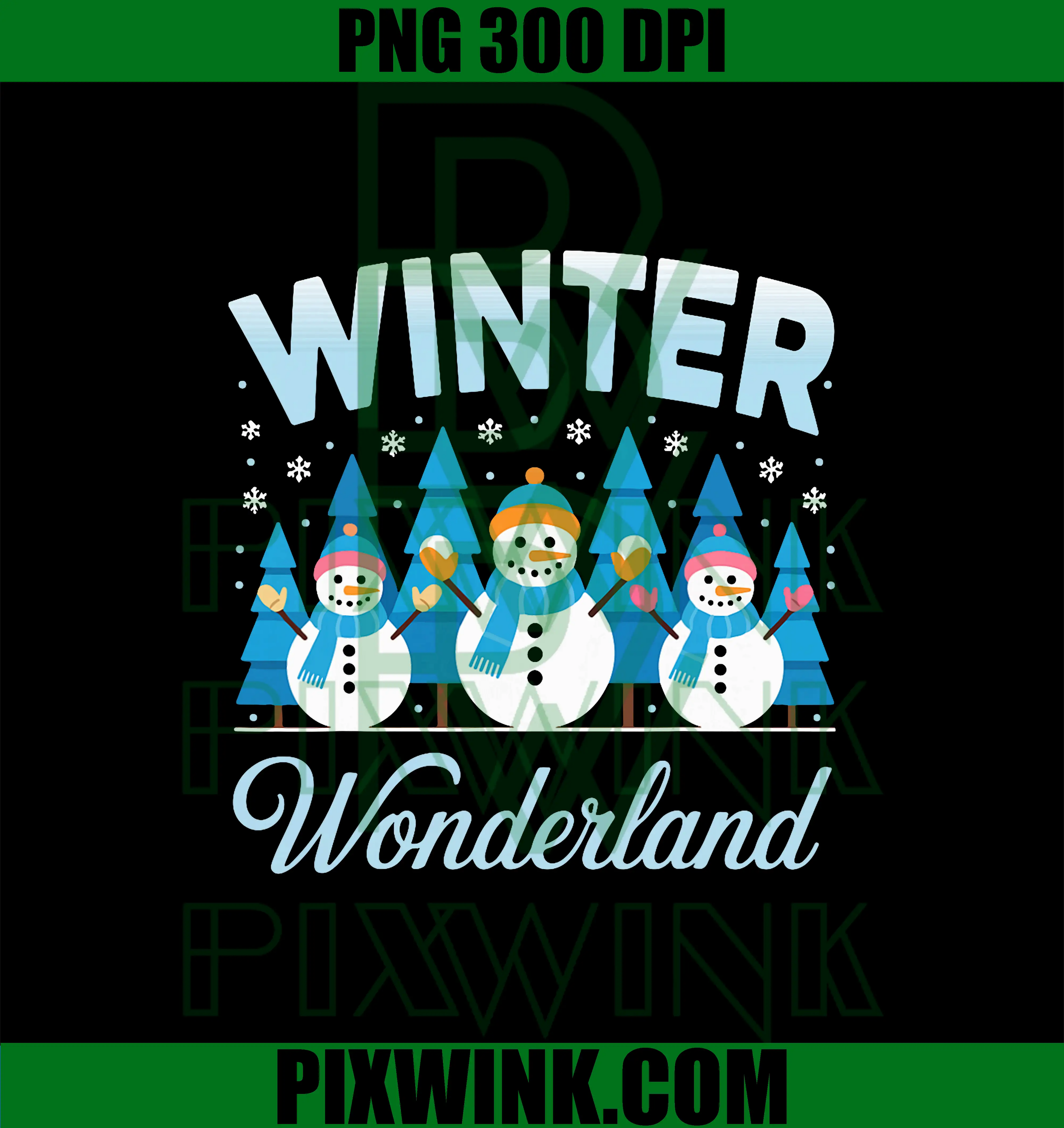 Winter Wonderland PNG, Snowman Family Cozy Snowflake Scene PNG
