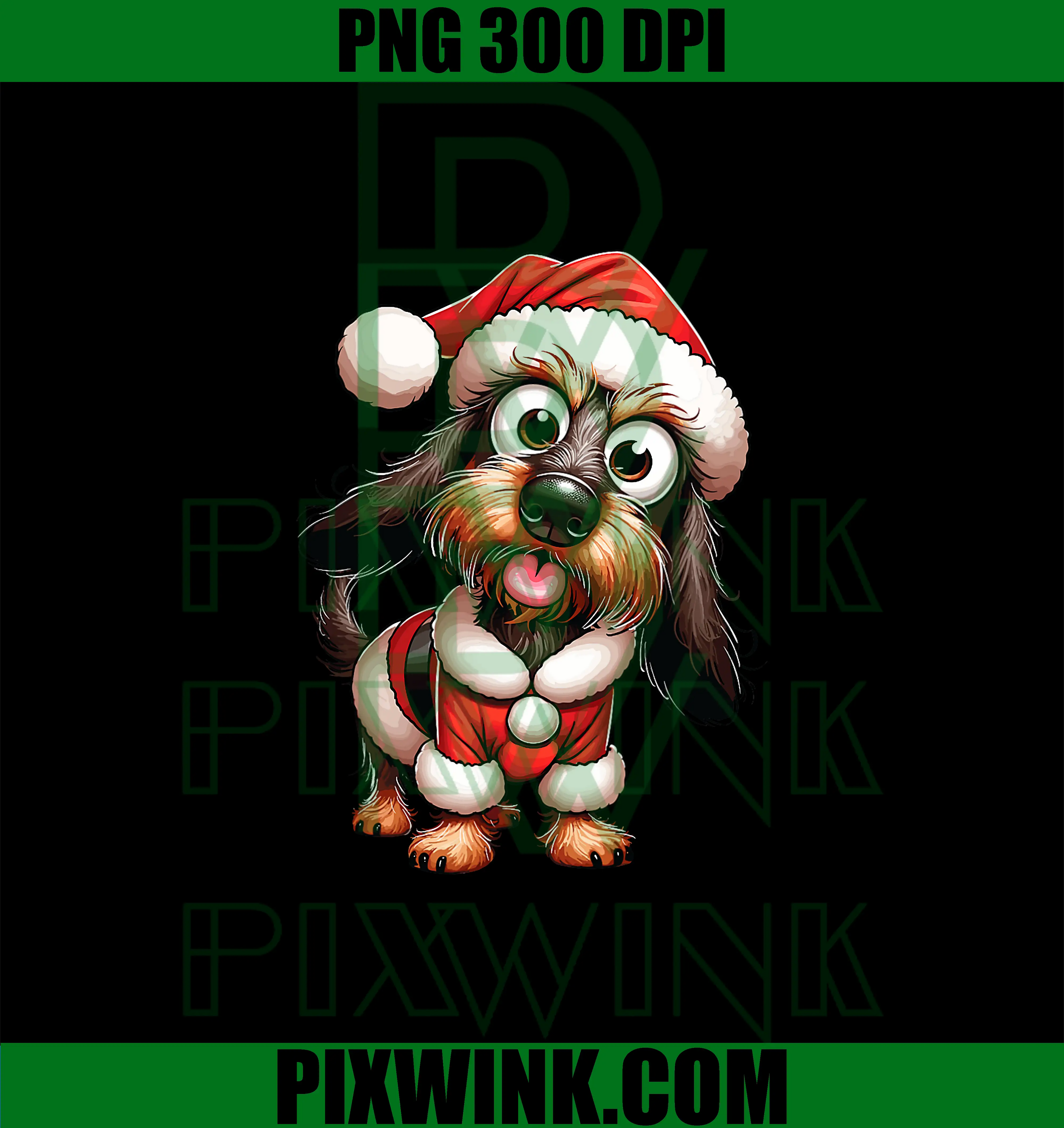 Wire Haired Dachshund PNG, Christmas PNG