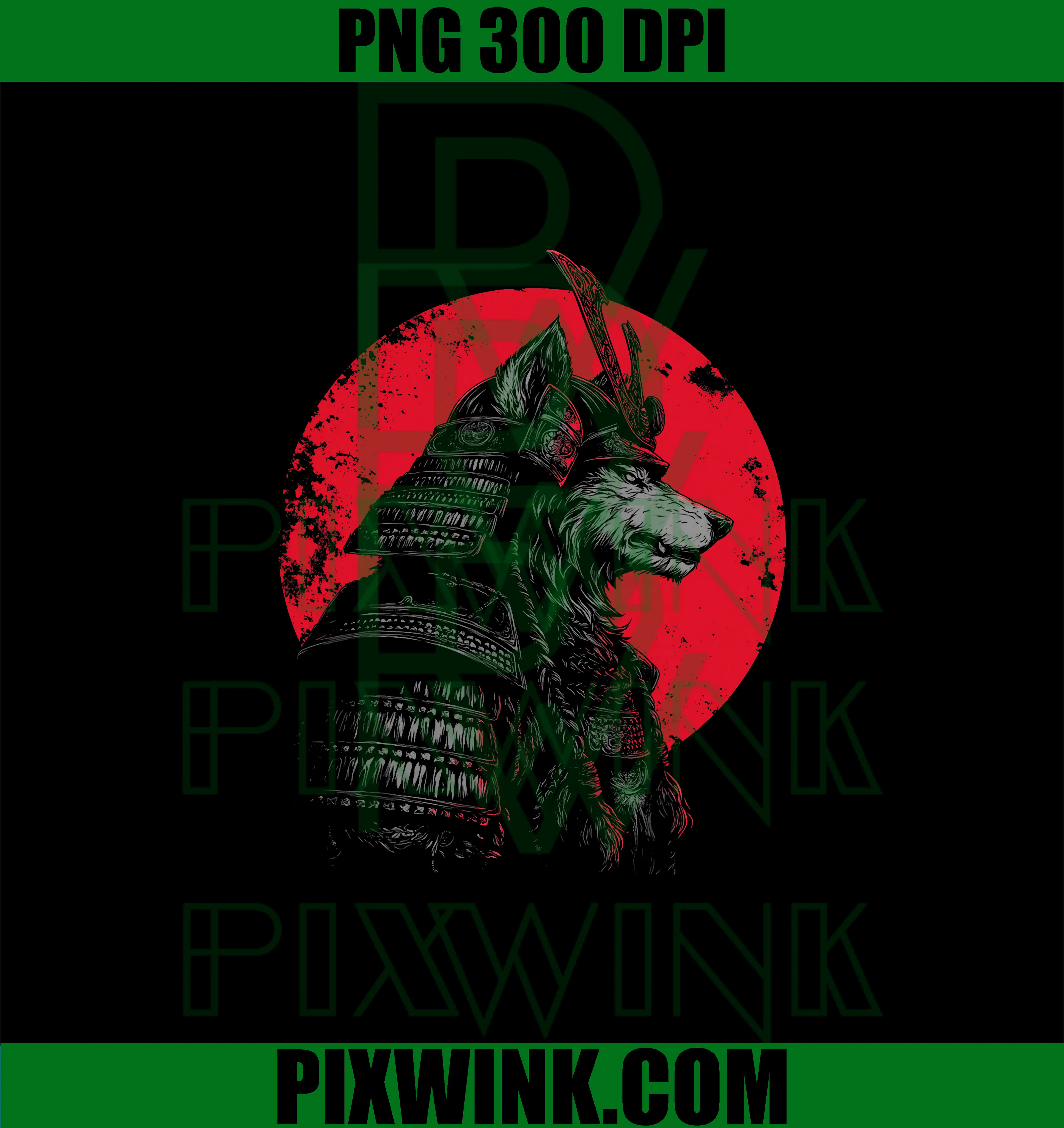 Wolf Samurai Funny PNG, Japanese Animal Lover PNG