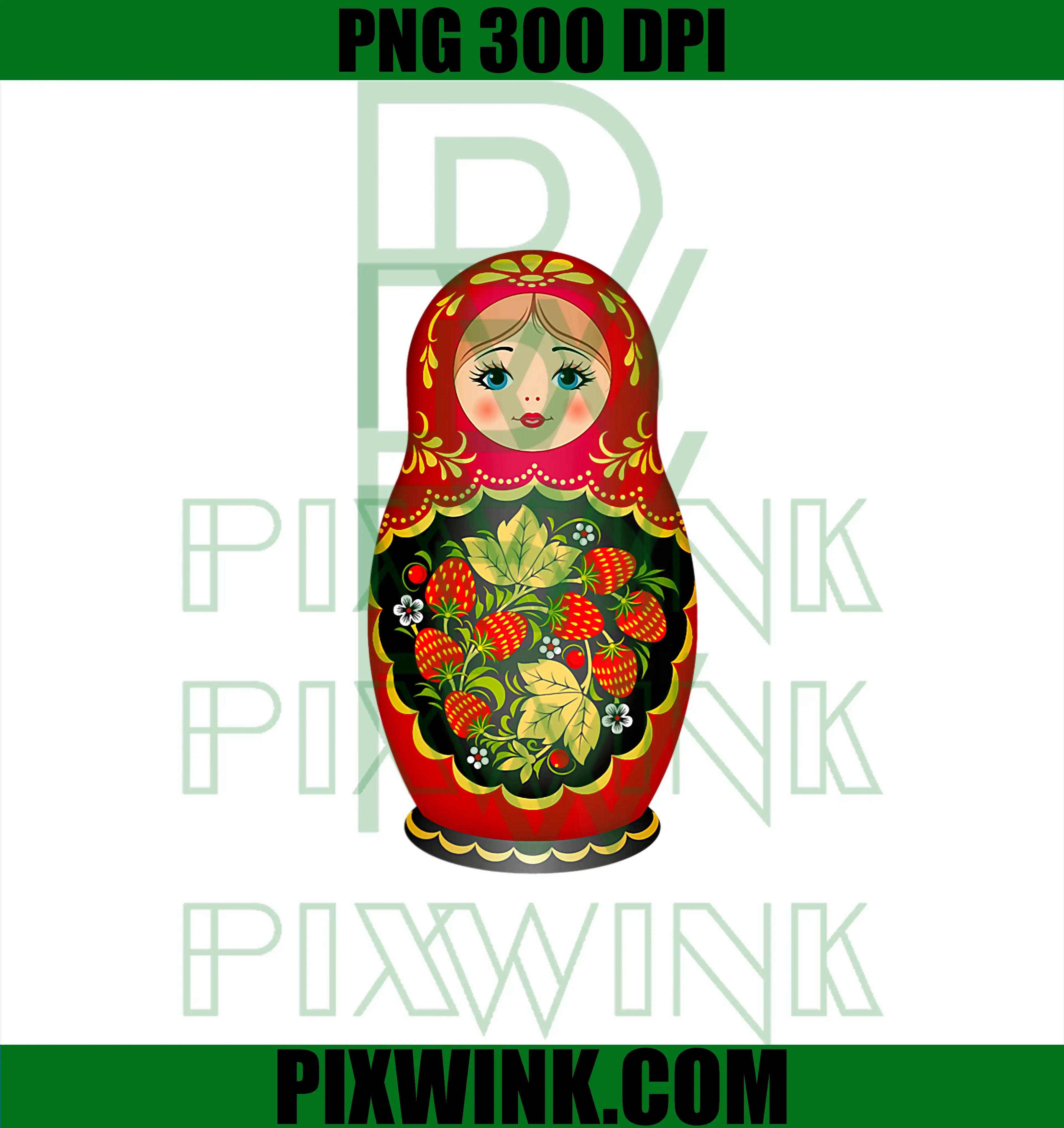 Beautiful Matryoshka PNG, Russian Strawberry Nesting Doll PNG