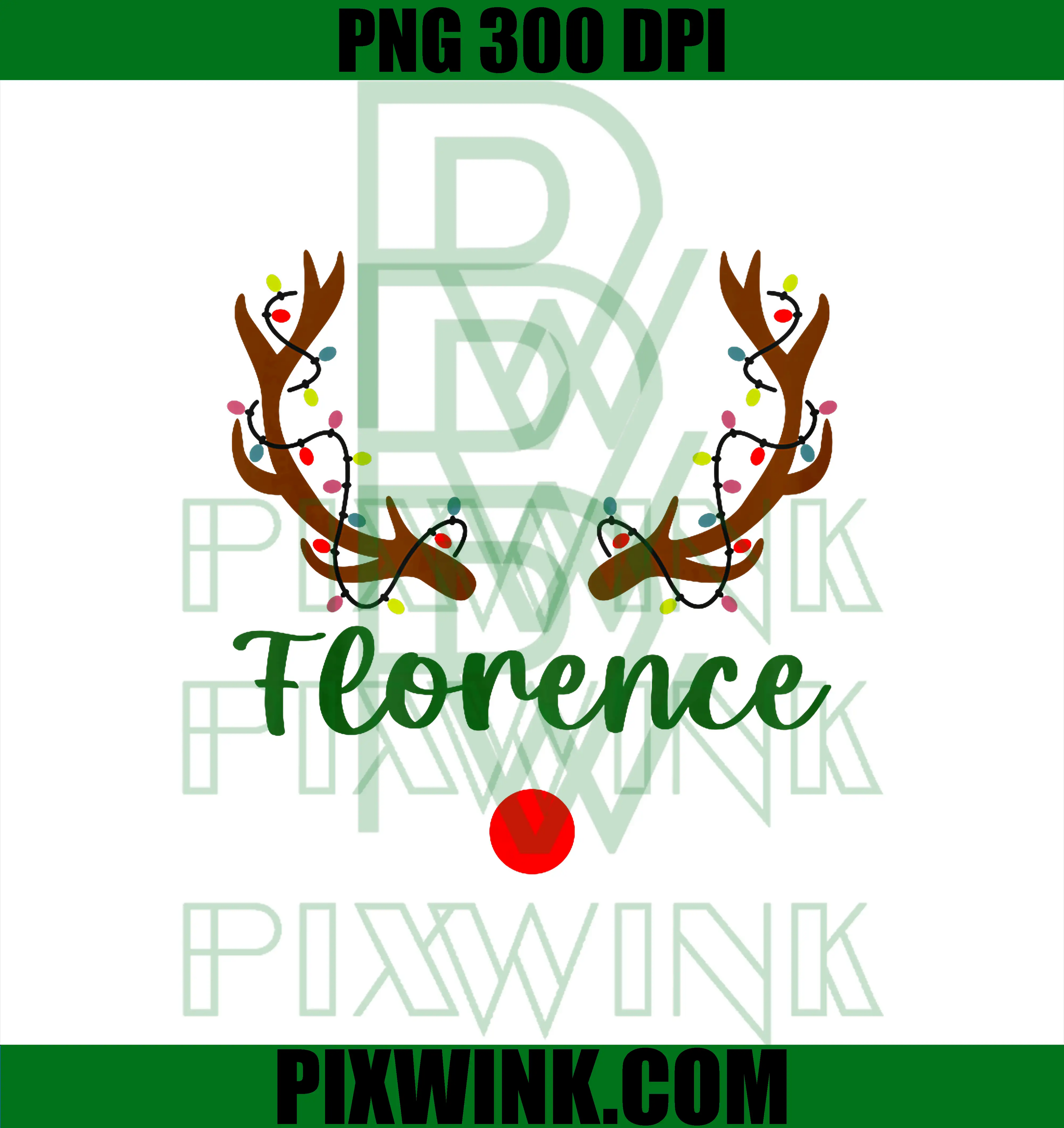 Florence Holiday Reindeer PNG, Custom Christmas Name PNG