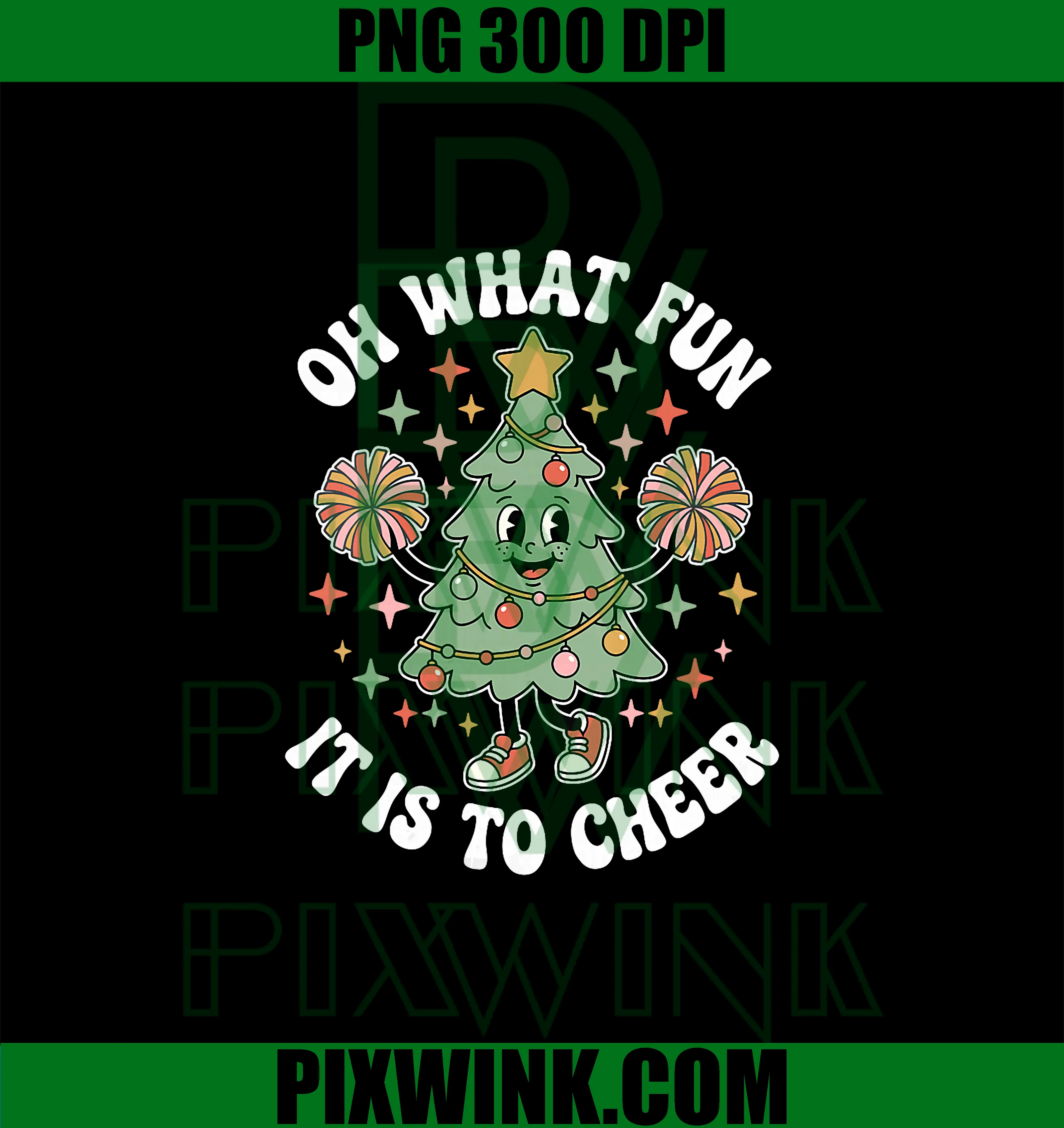 Oh What Fun It Is To Cheer PNG, Cheerleading Christmas Tree Funny PNG