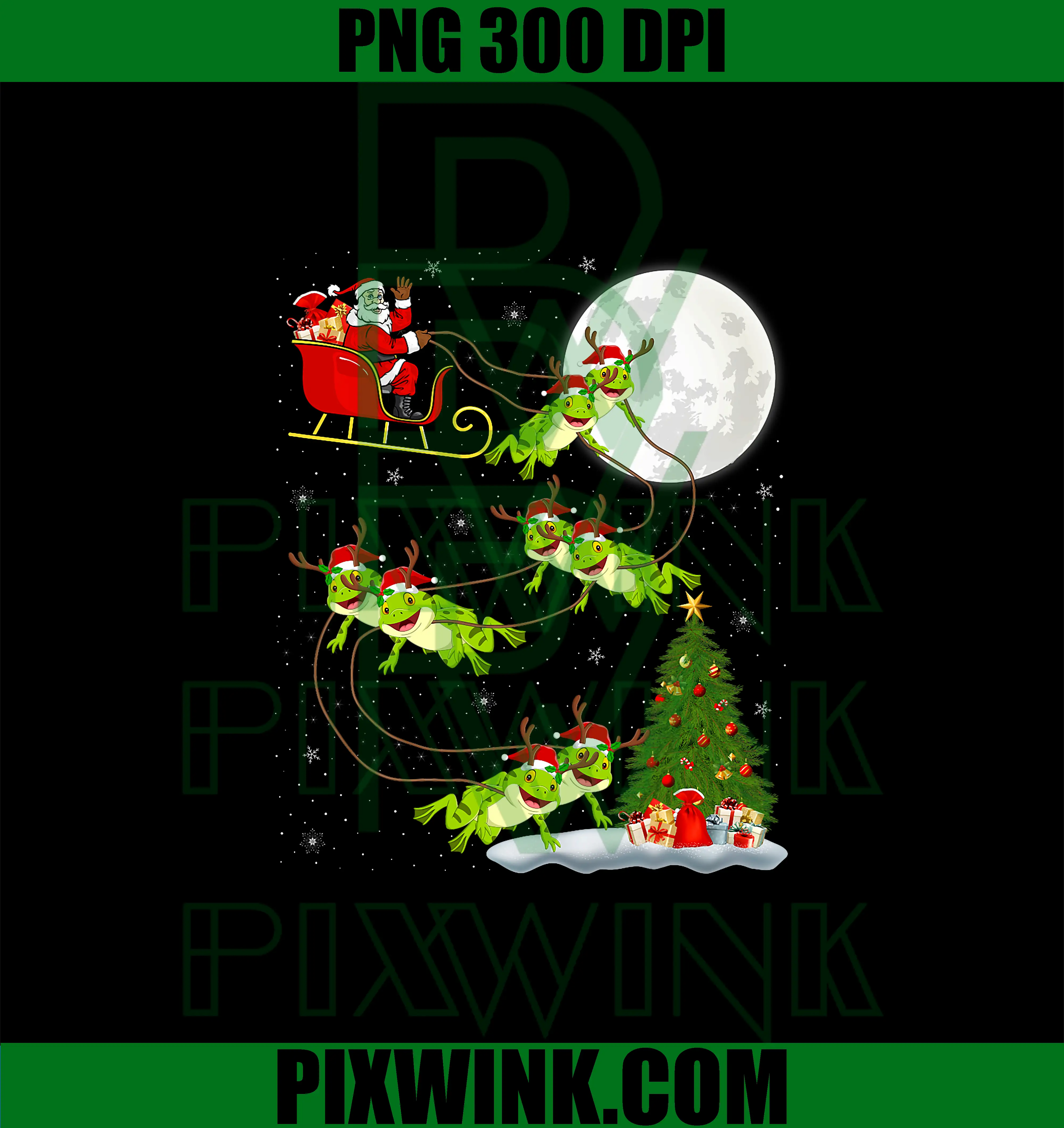 Xmas Tree Lighting PNG, Santa Riding Frog Christmas PNG